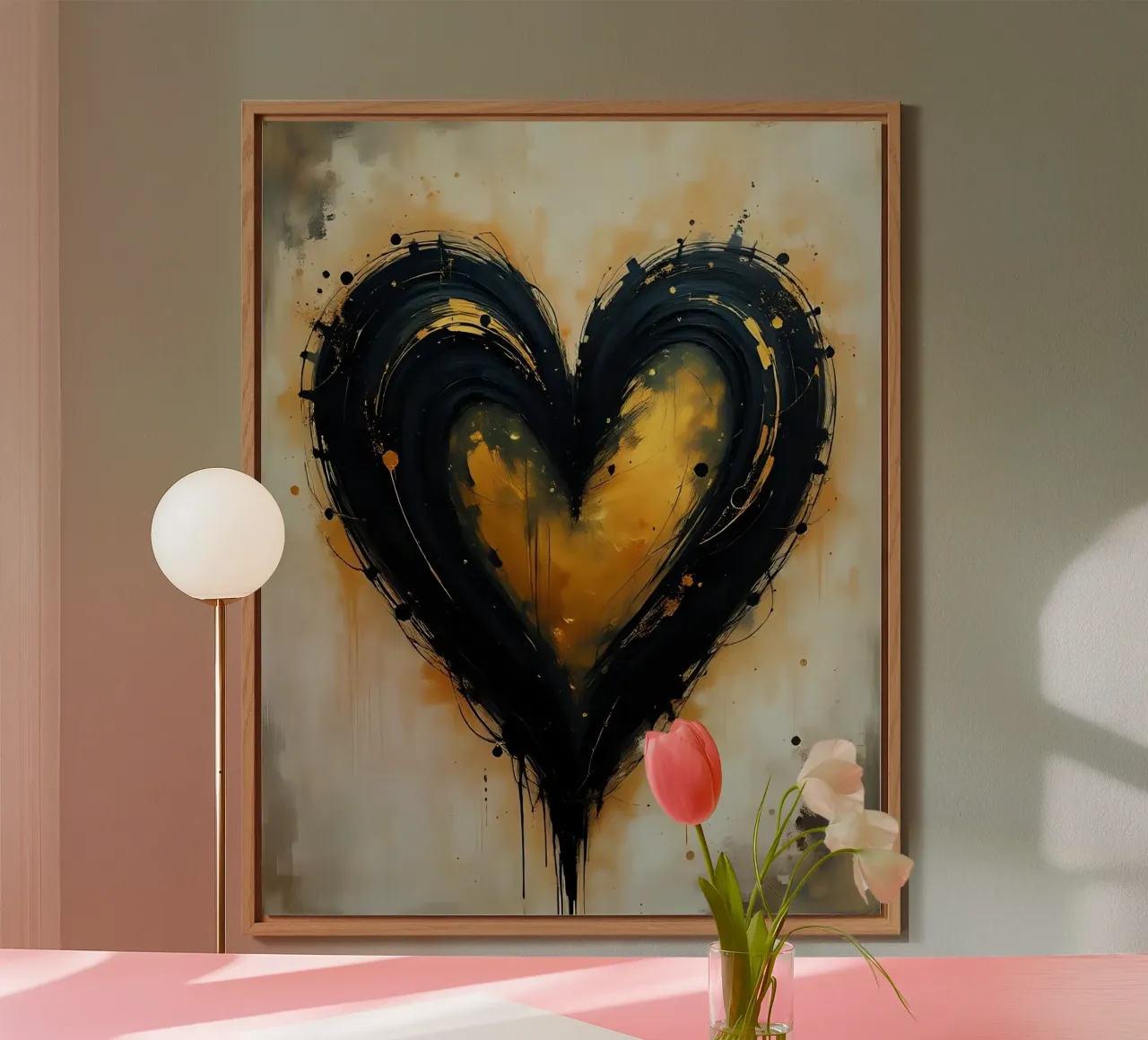 cuore_nero_oro_2 alluminio dibond da Pink- und LoveArt by LK