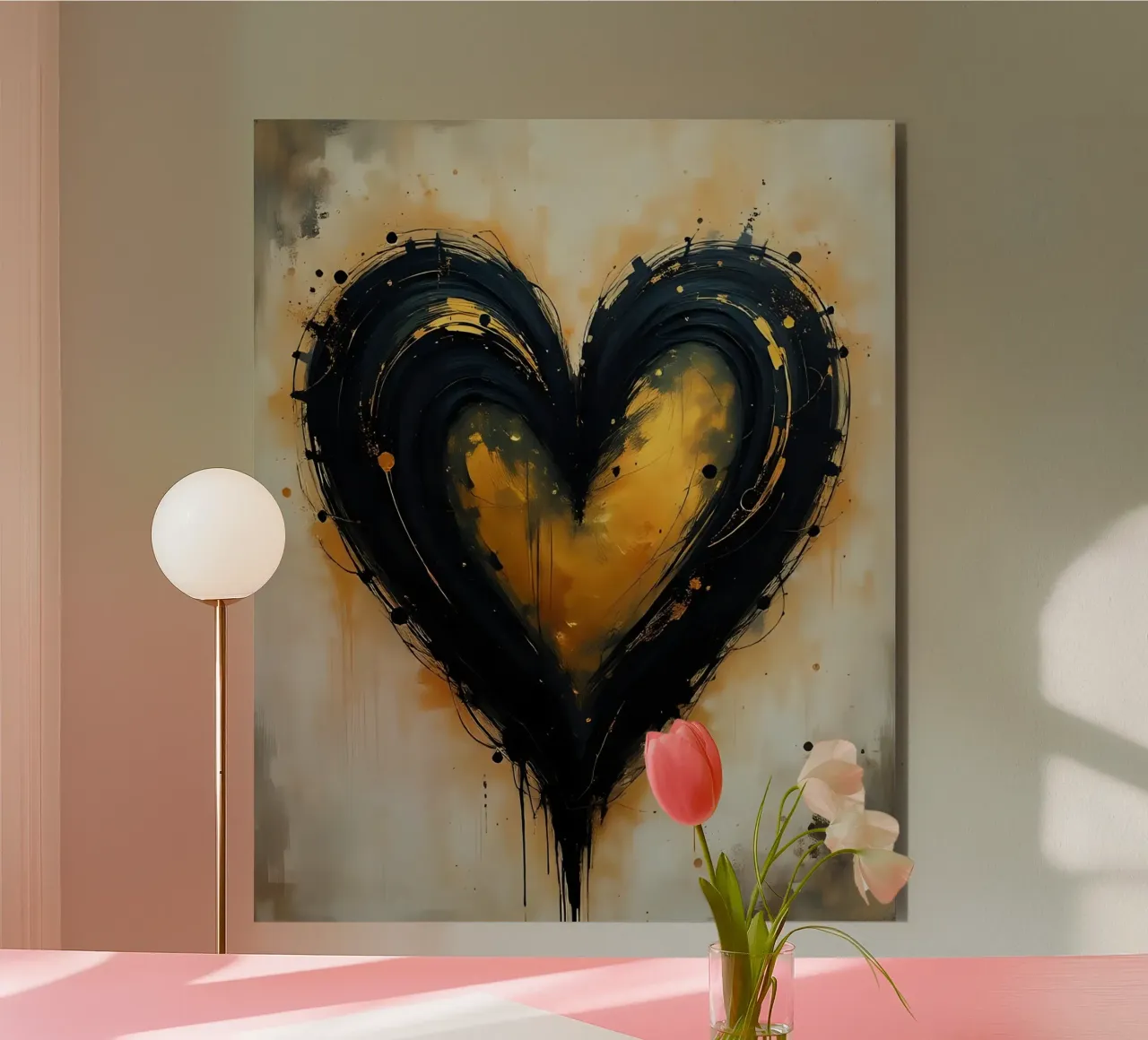 cuore_nero_oro_2 alluminio dibond da Pink- und LoveArt by LK
