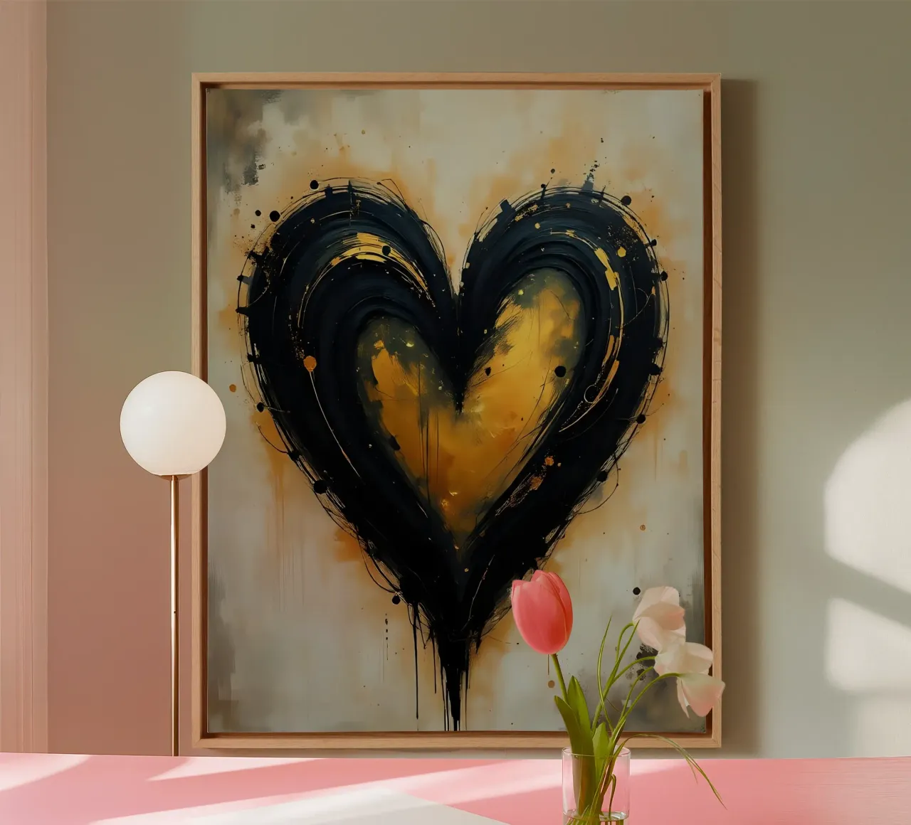 cuore_nero_oro_2 tela da Pink- und LoveArt by LK
