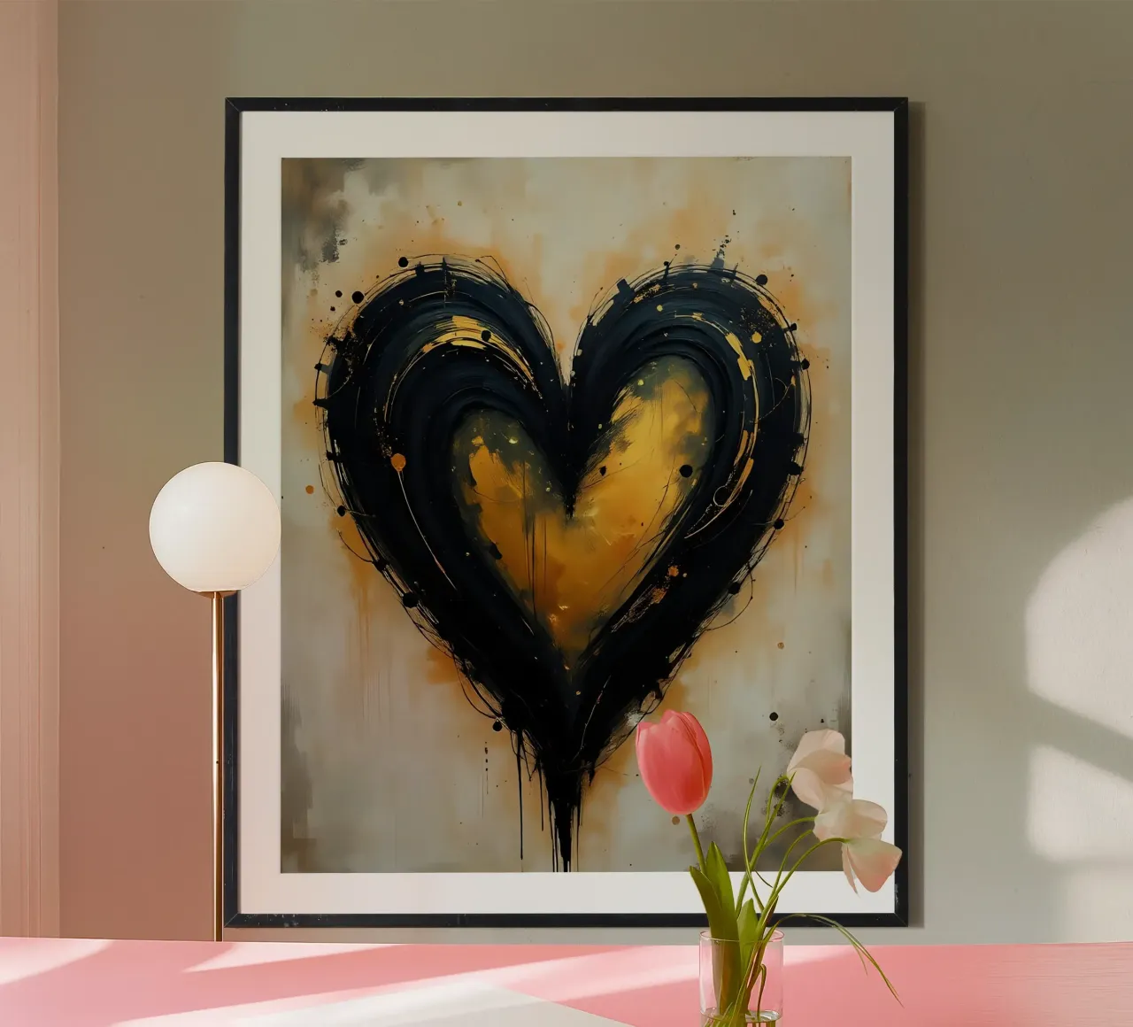 cuore_nero_oro_2 poster da Pink- und LoveArt by LK