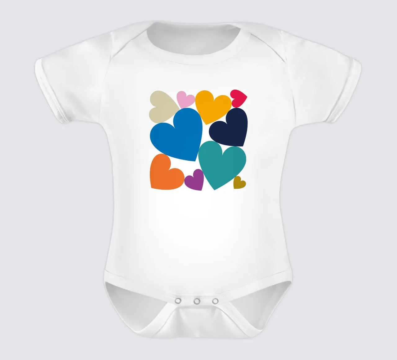 Cuori colorati impilati body neonato maniche corte da Katja Stehle Design