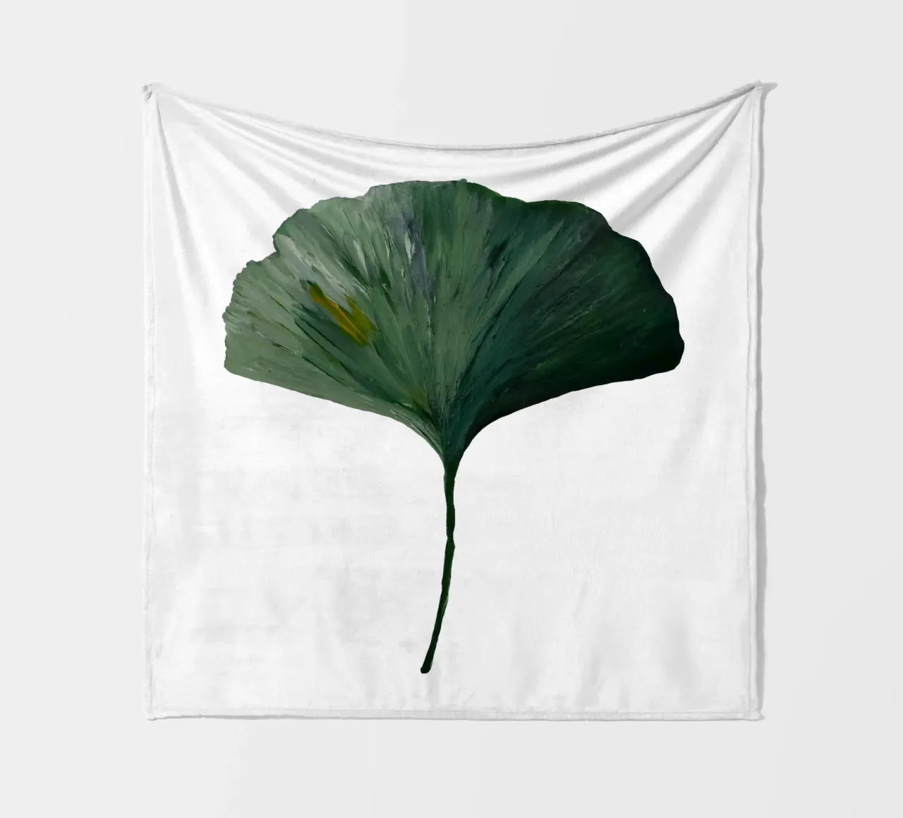 Ginkgo leave green fleece blanket by Femke Zwaan