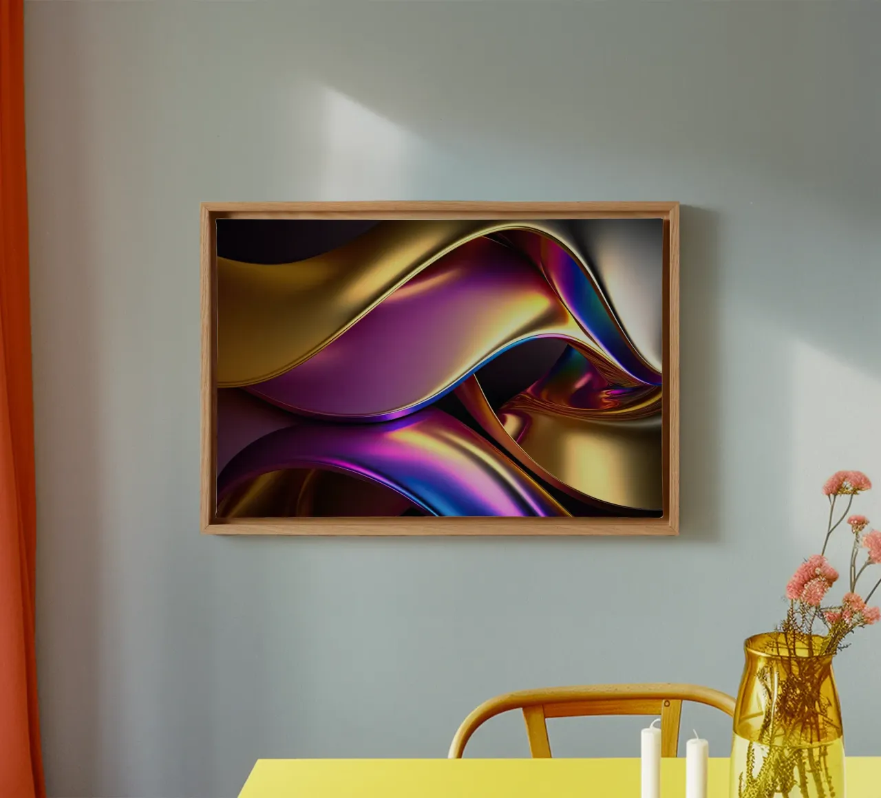 Abstracte gouden golven canvas met Baklijst van Katja Stehle Design