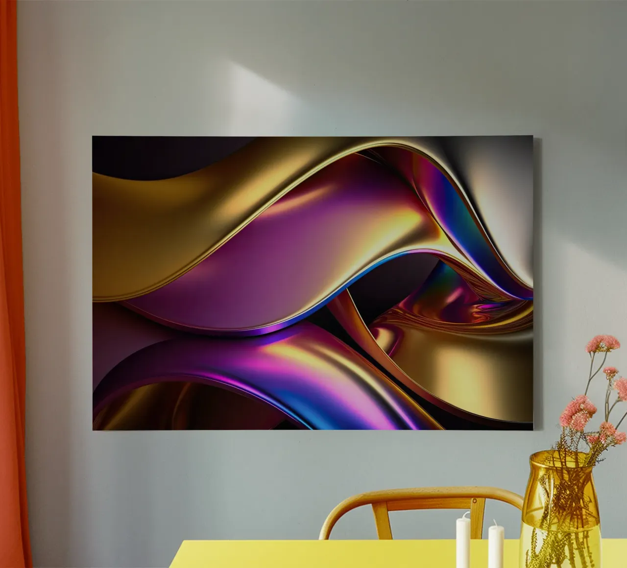 Abstracte gouden golven canvas met Baklijst van Katja Stehle Design