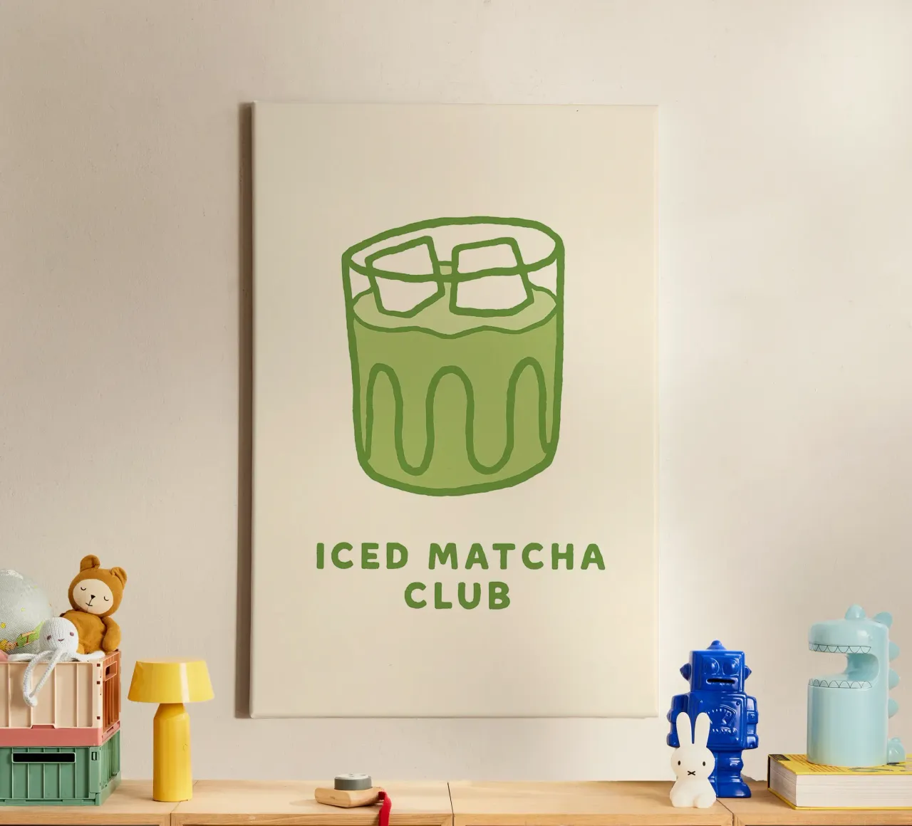 Green, Cold, Perfect – Iced Matcha Vibes tela con Cornice a cassetta da QuooodZ by MooodzArt