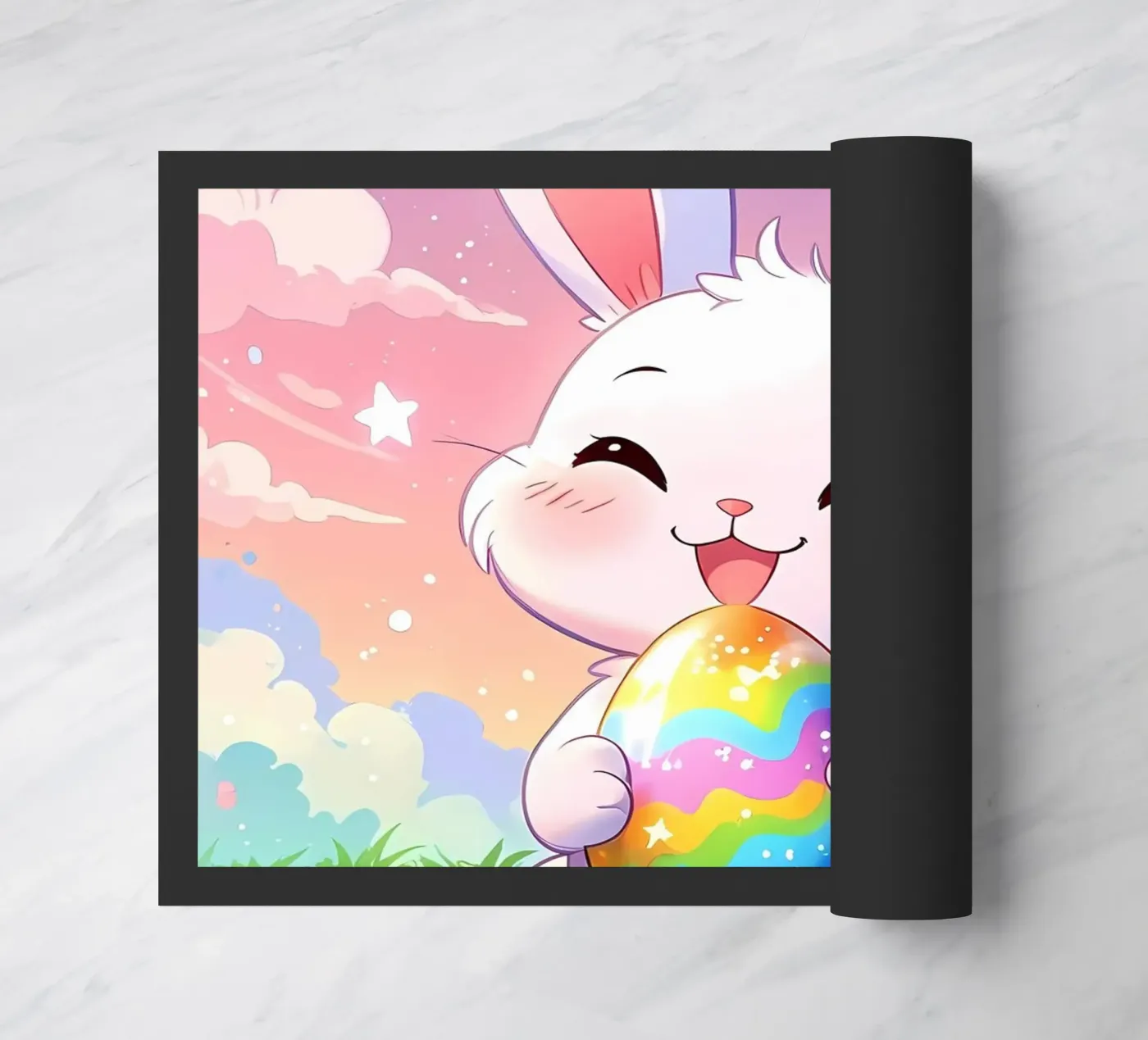Colorful Easter egg Rabbit doormat by LM2Kone