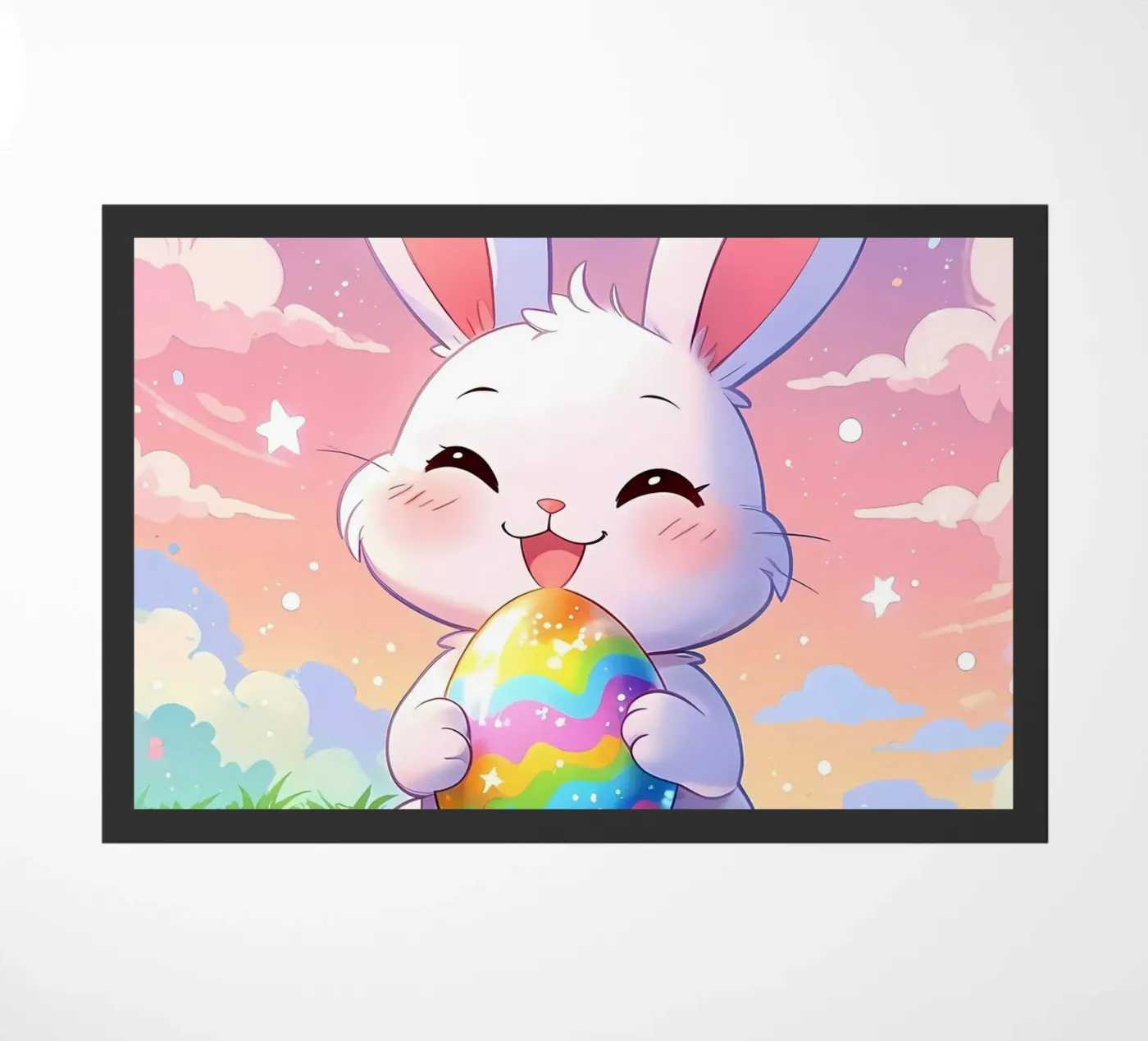 Colorful Easter egg Rabbit doormat by LM2Kone