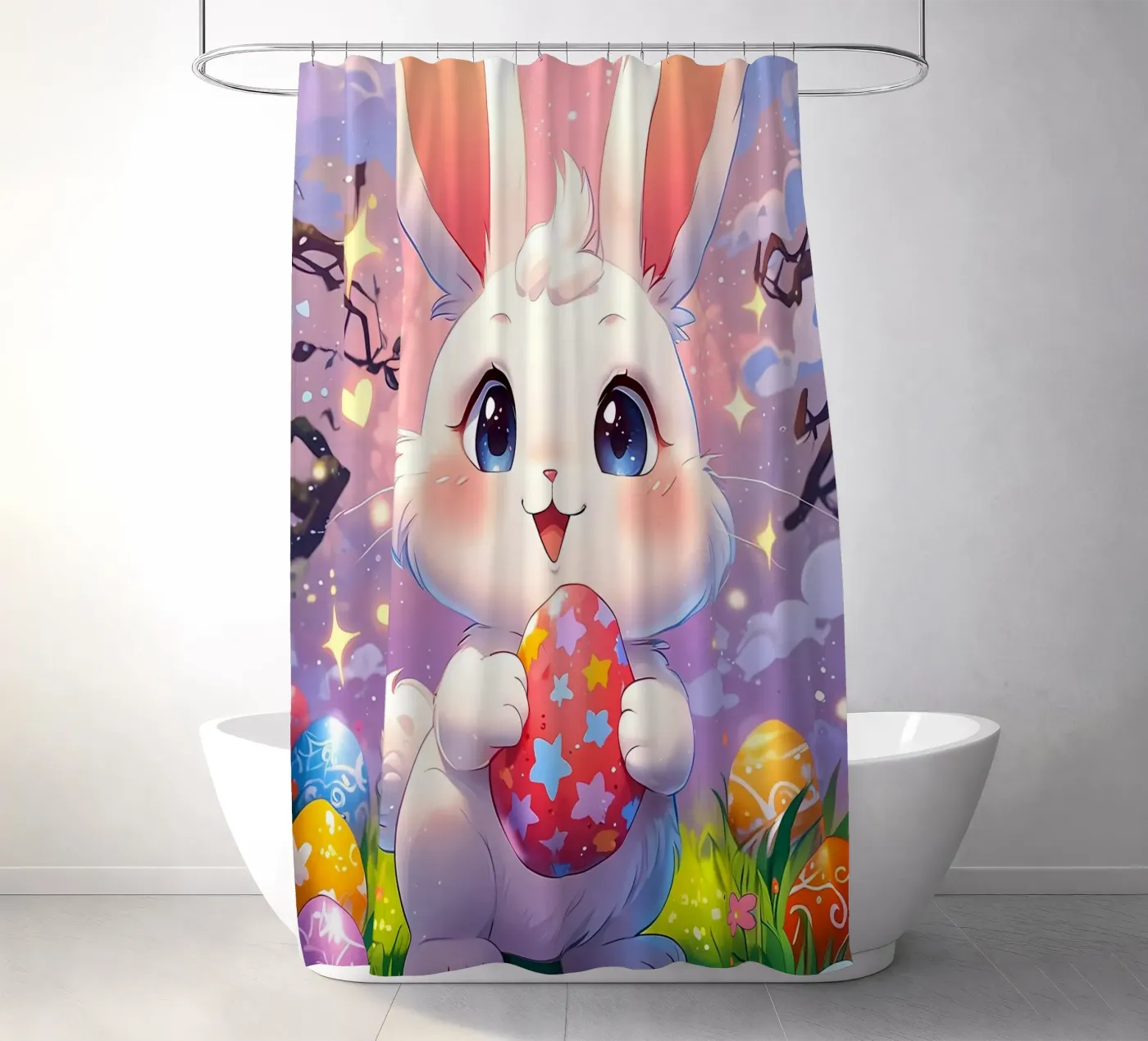 Uovo di Pasqua rosso tenda da doccia da LM2Kone