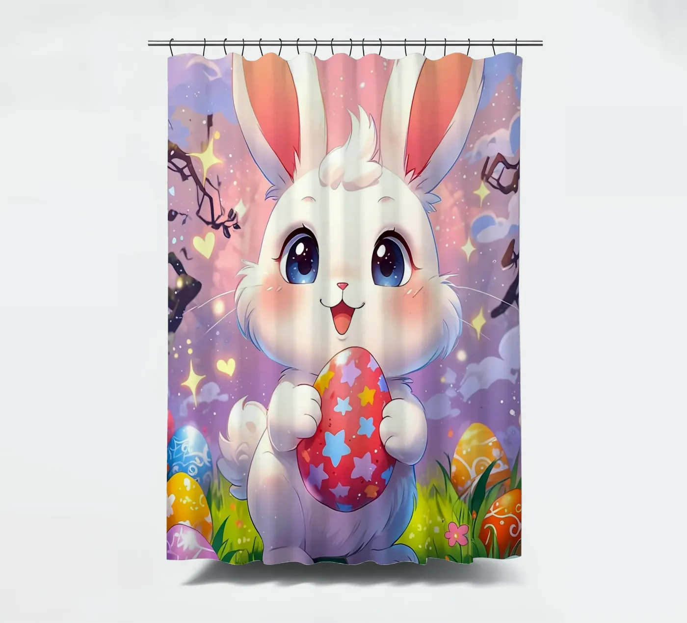 Uovo di Pasqua rosso tenda da doccia da LM2Kone