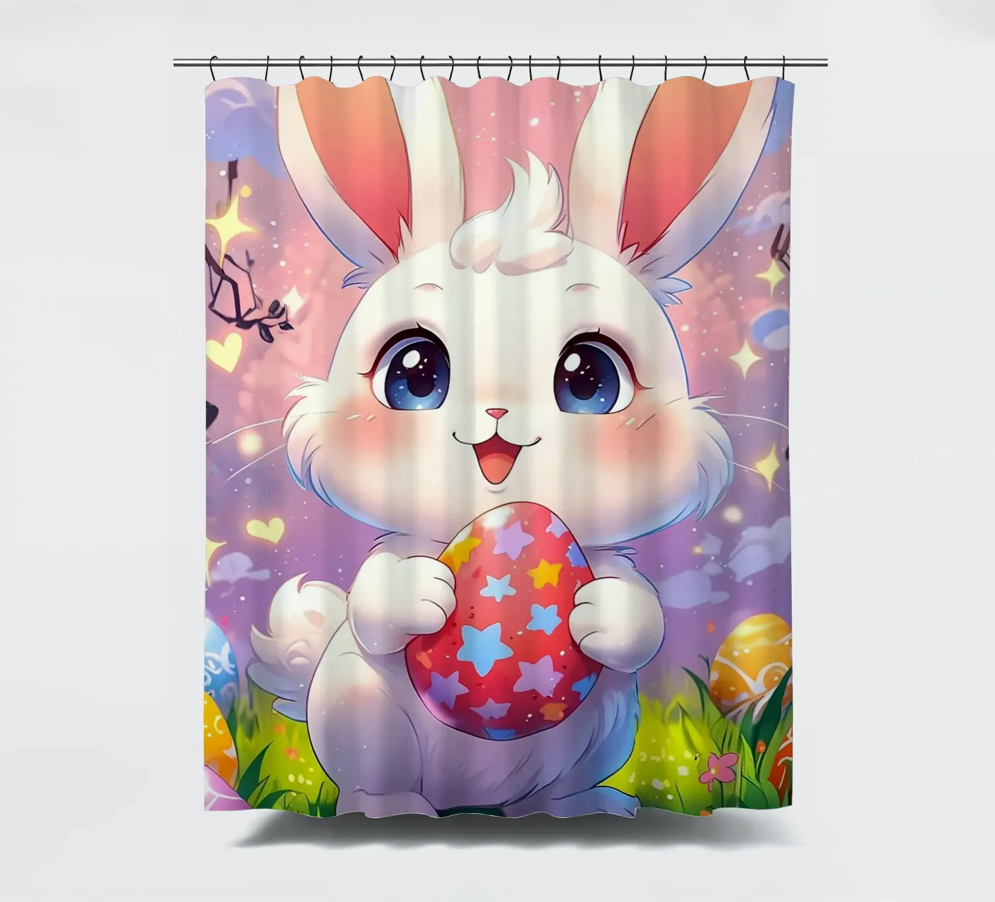 Uovo di Pasqua rosso tenda da doccia da LM2Kone