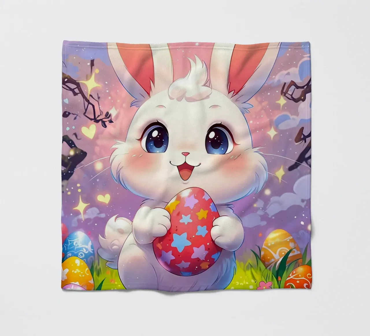 Red Easter egg fleece blanket by LM2Kone