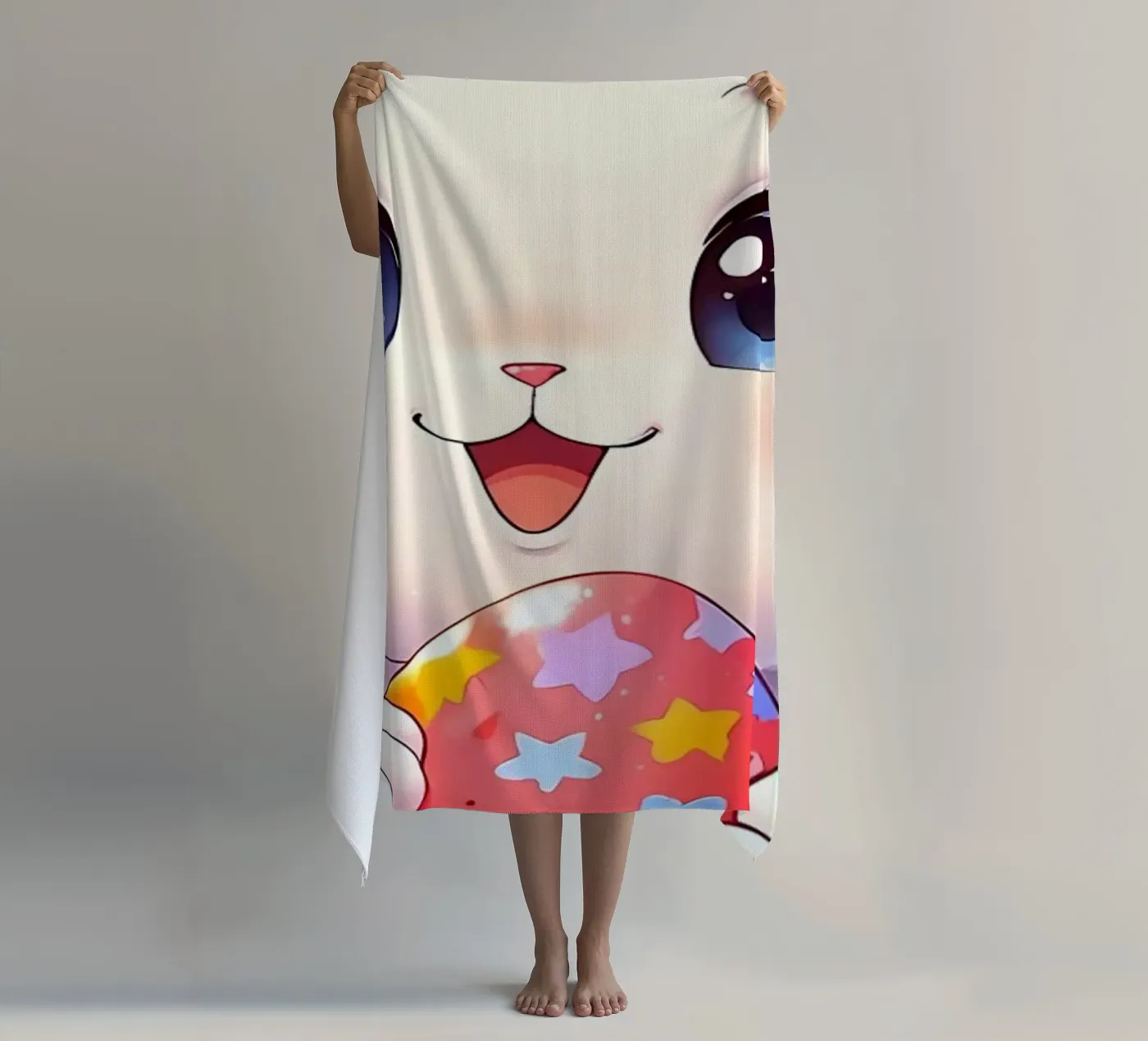 Red Easter egg beach towel by LM2Kone