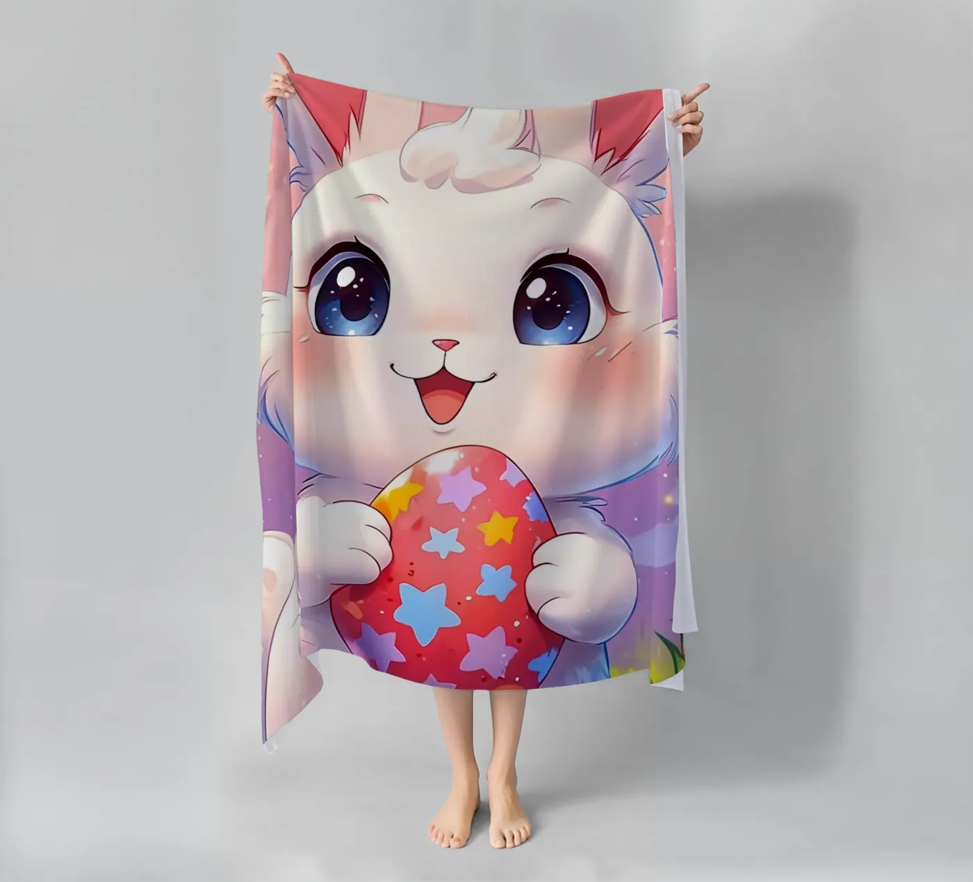 Red Easter egg beach towel by LM2Kone