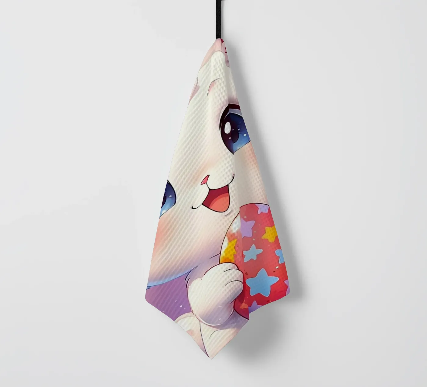 Red Easter egg tea towel by LM2Kone