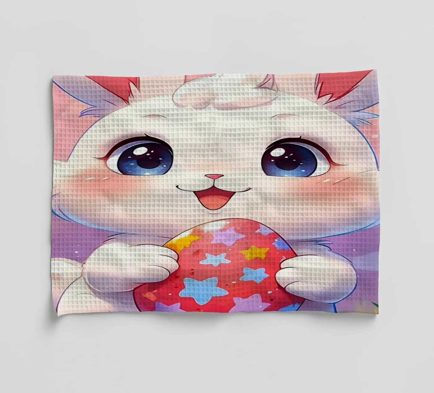 Red Easter egg tea towel by LM2Kone