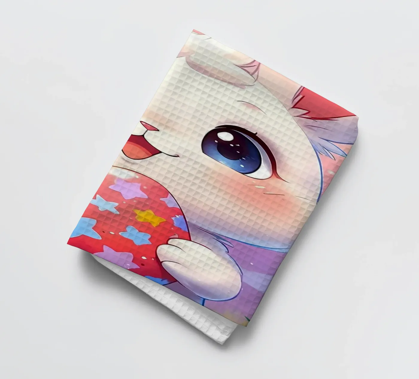 Red Easter egg tea towel by LM2Kone