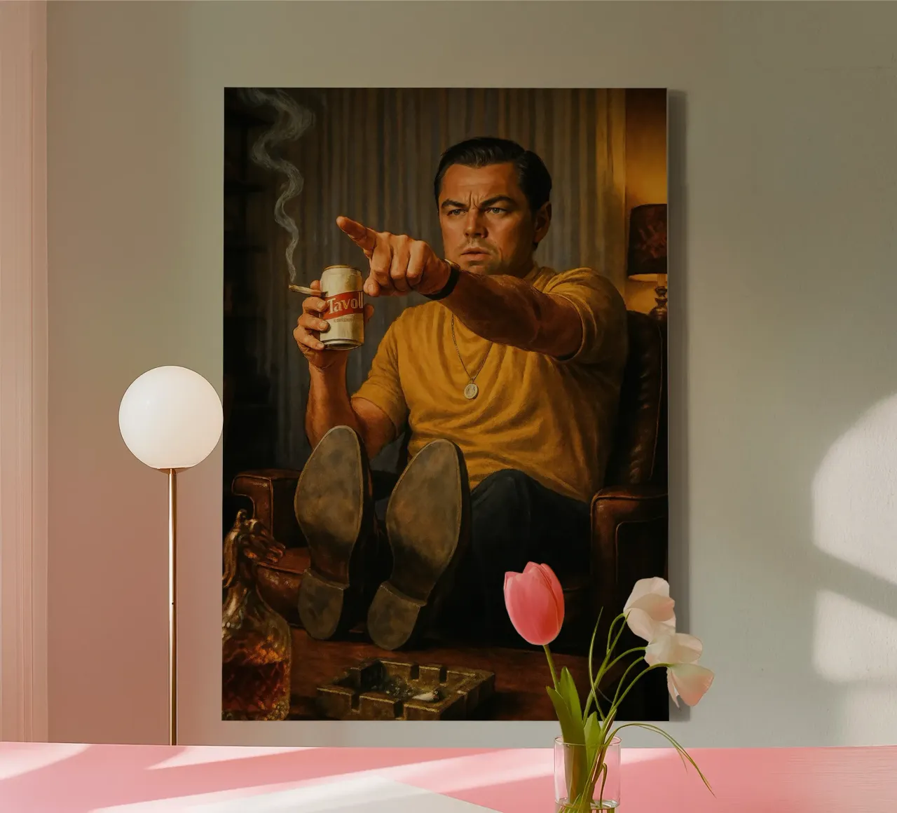 Leonardo DiCaprio Pointing Hollywood Meme tela da Lootprint