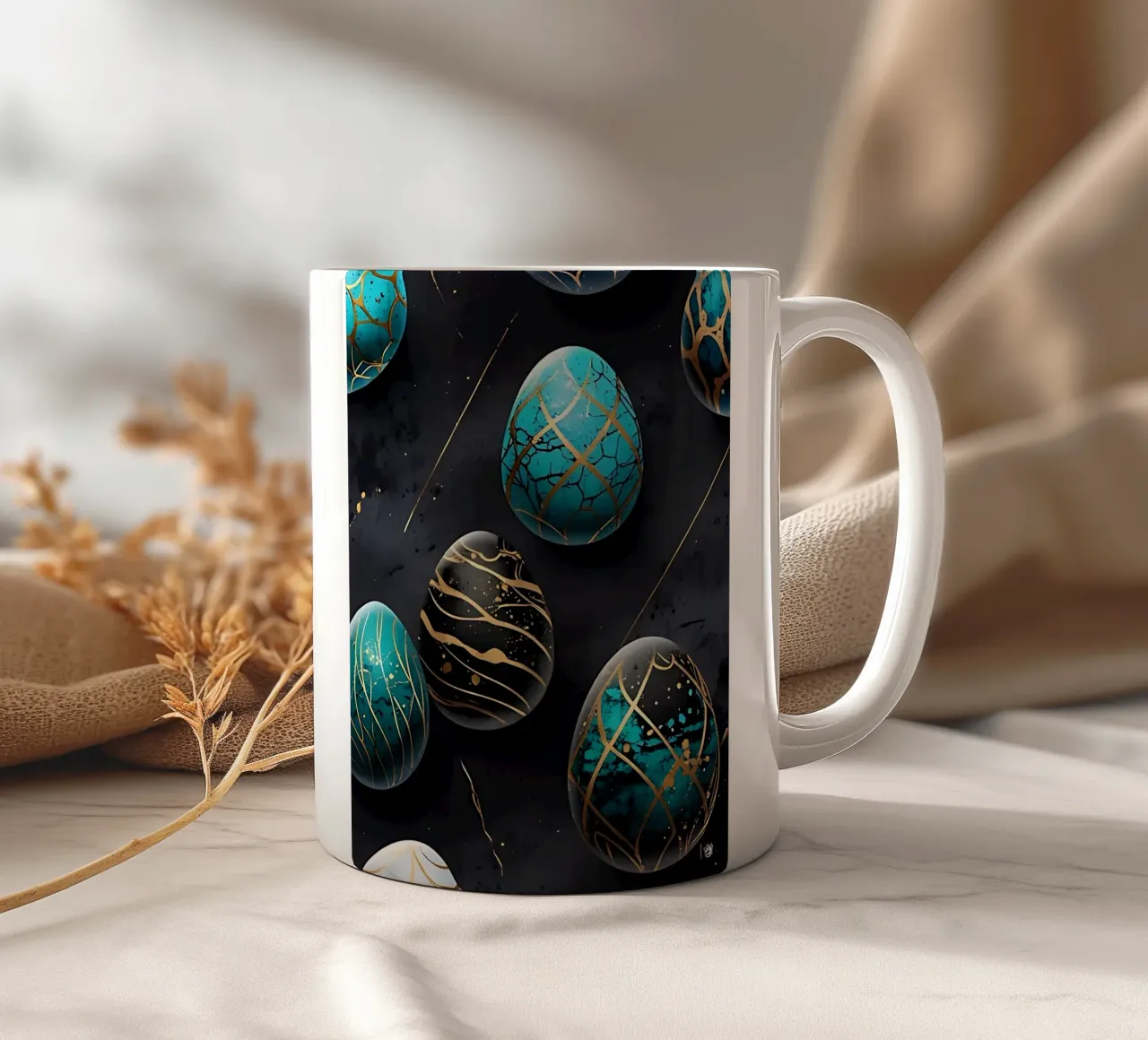Blue Easter Egg ceramic mug by LM2Kone