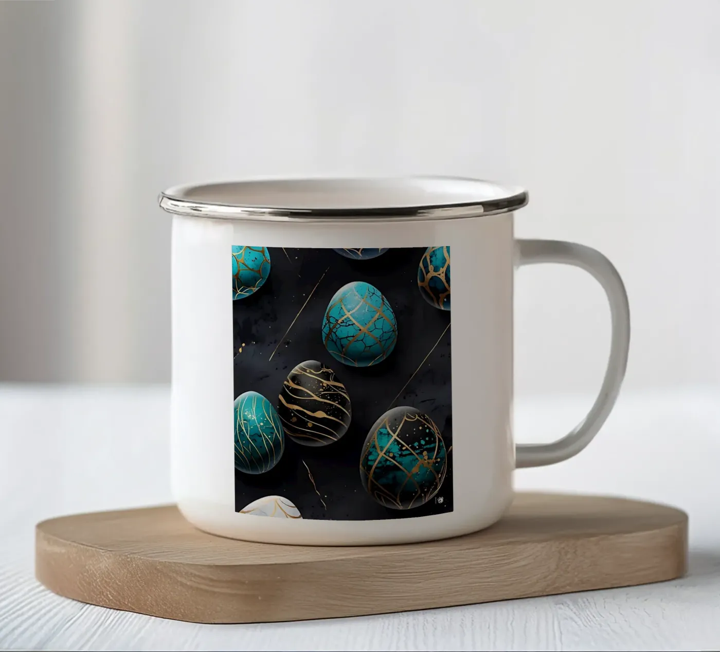 Blue Easter Egg enamel mug by LM2Kone