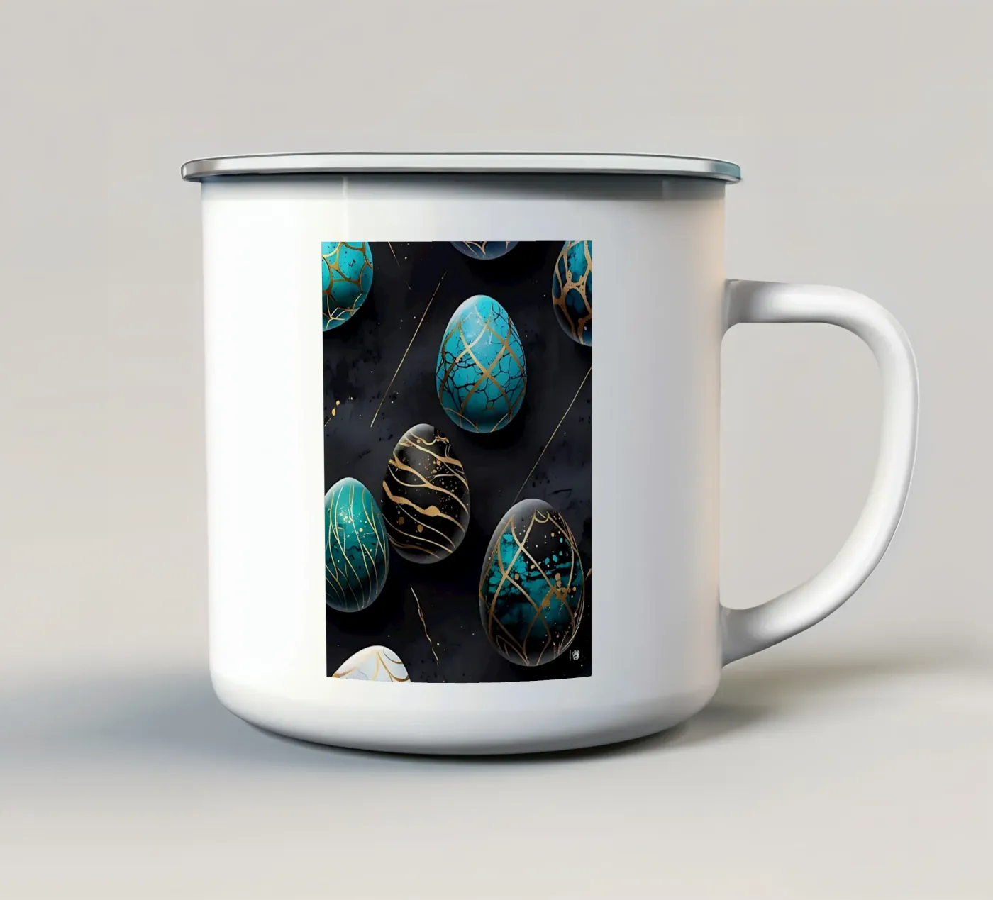 Blue Easter Egg enamel mug by LM2Kone
