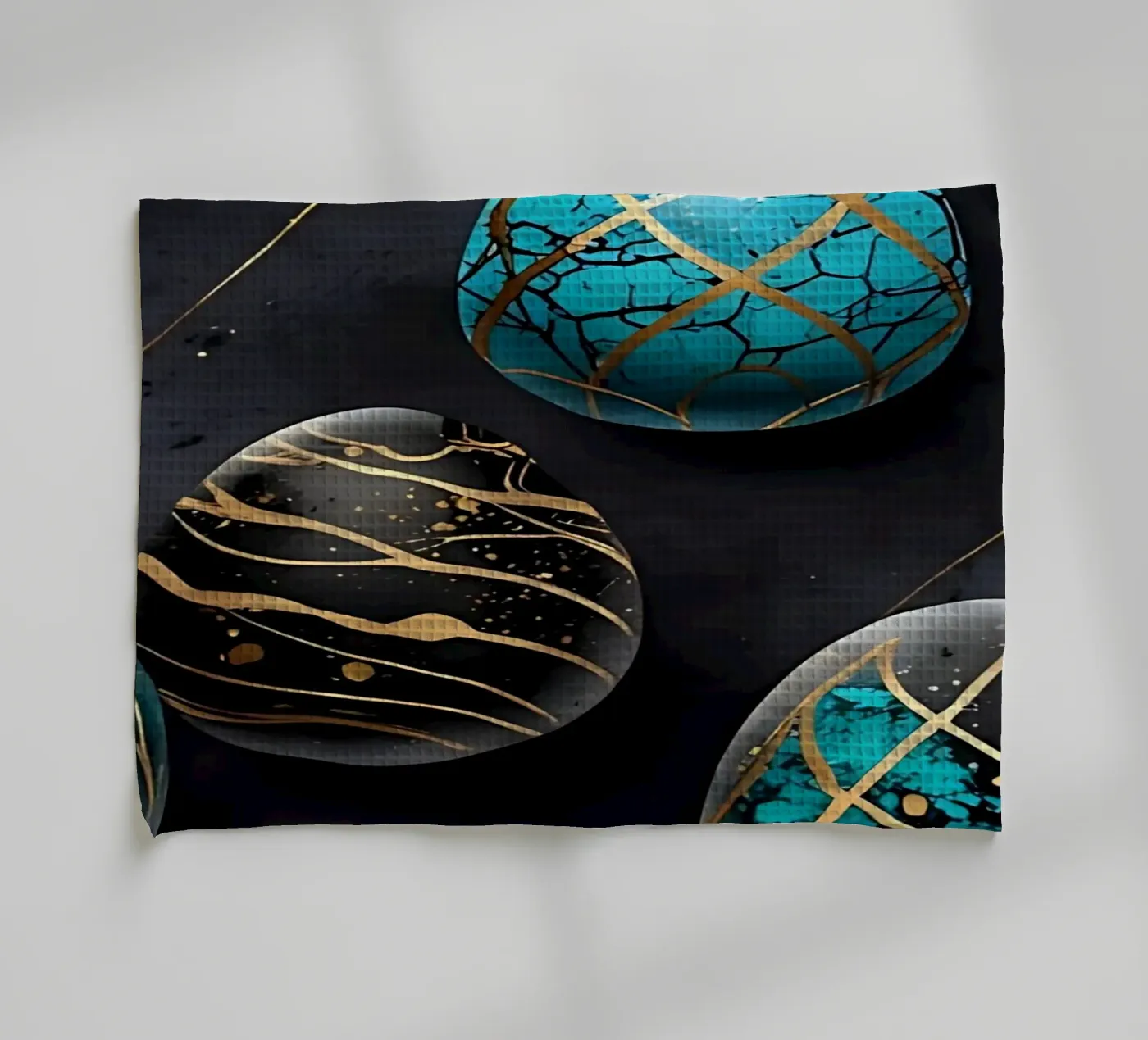 Blue Easter Egg tea towel by LM2Kone