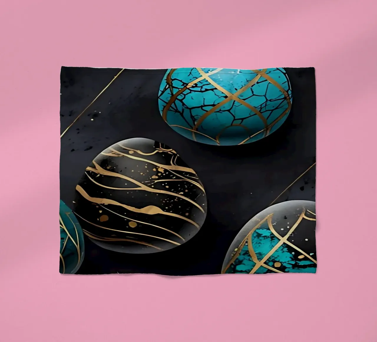 Blue Easter Egg fleece blanket by LM2Kone