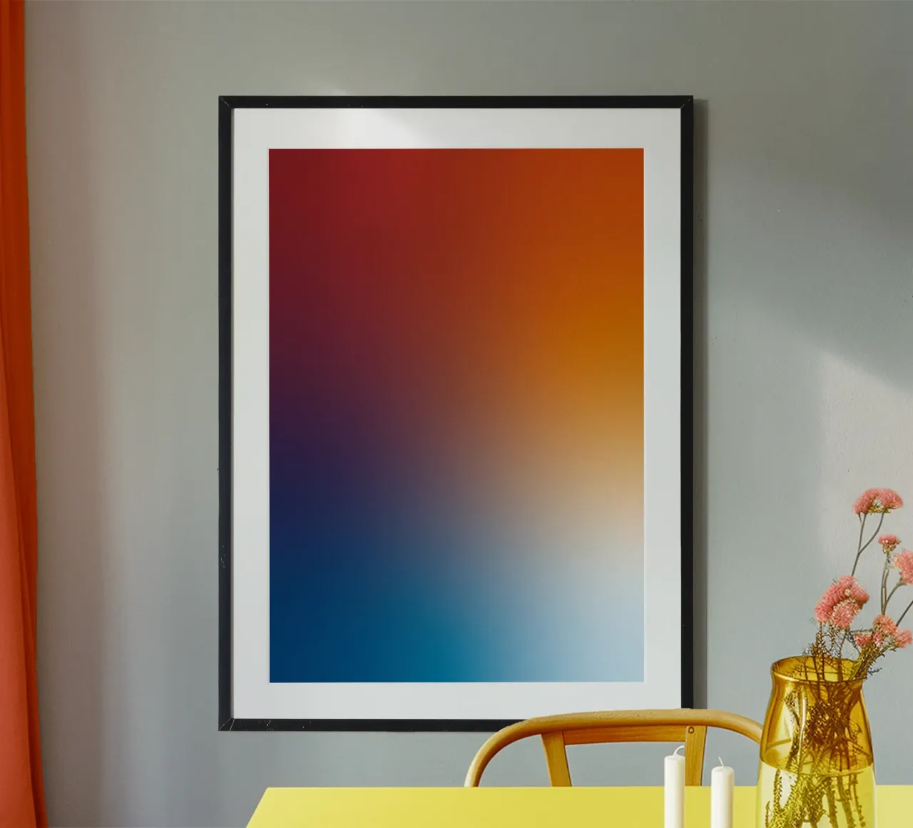 Zachte loop van de zonsopgang poster met aluminium frame van Katja Stehle Design