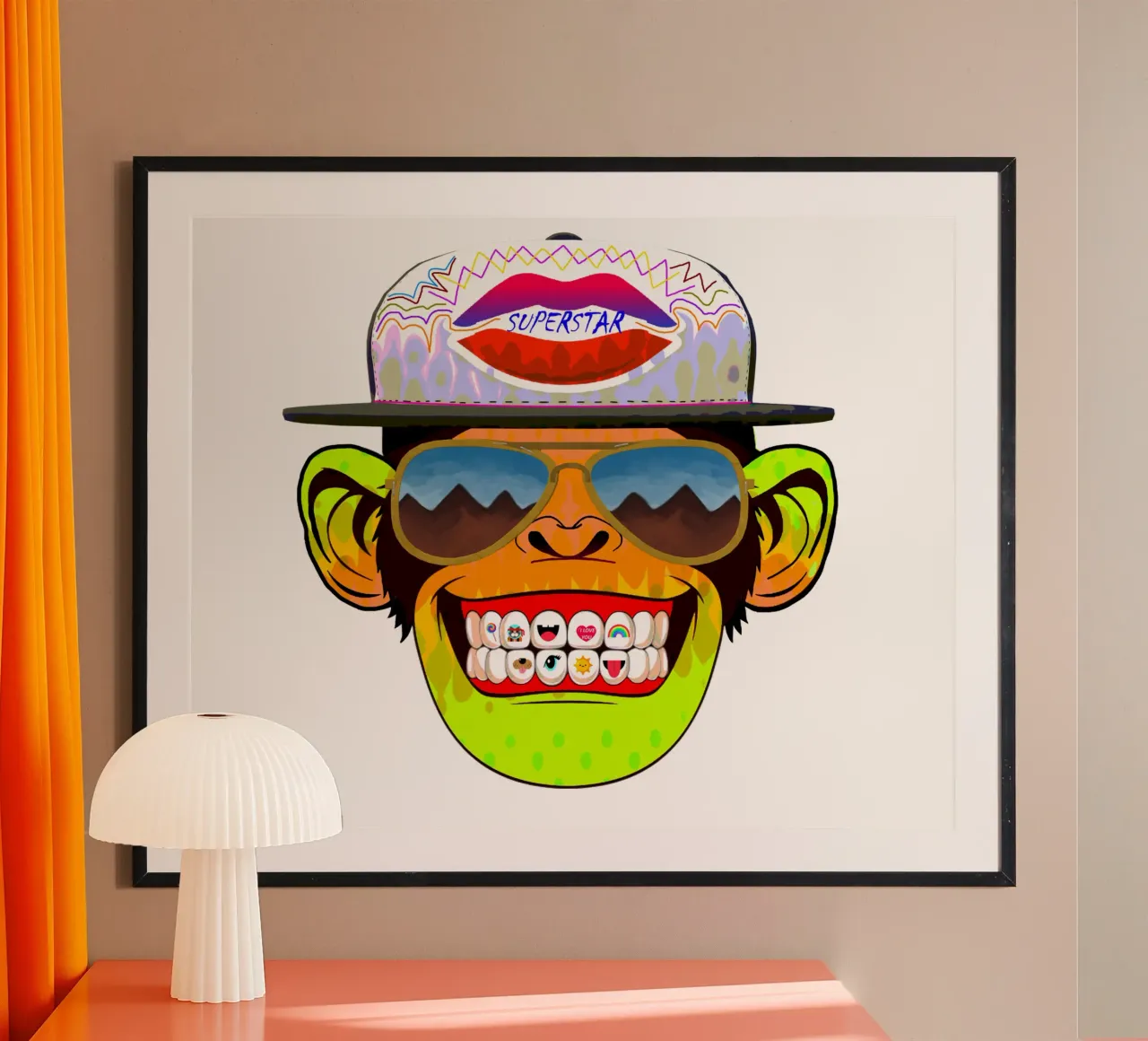 Scimmia Coole poster con telaio in plastica da Crazyy Mode