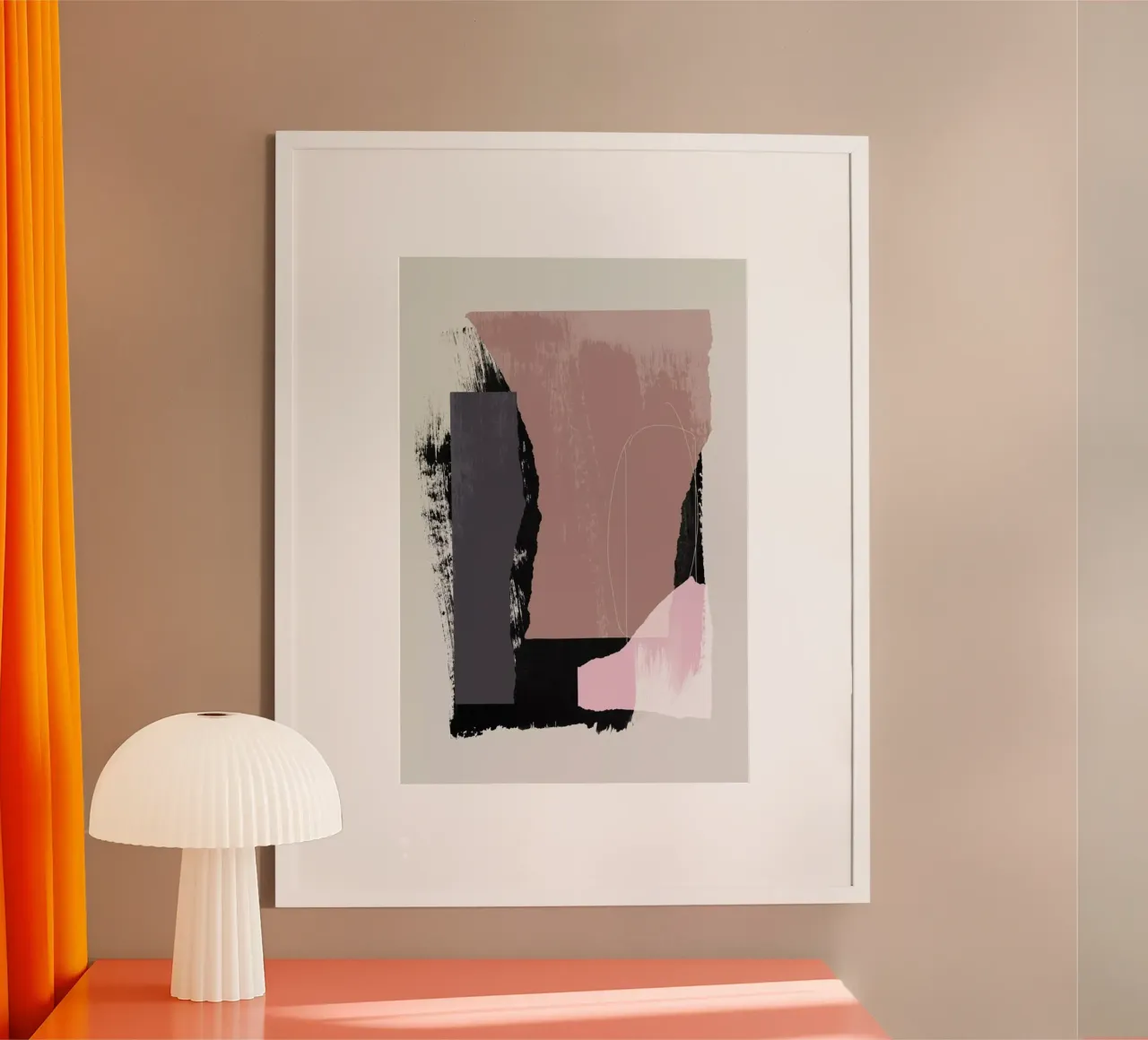 Pieces 14 poster with wooden frame by Mareike Böhmer