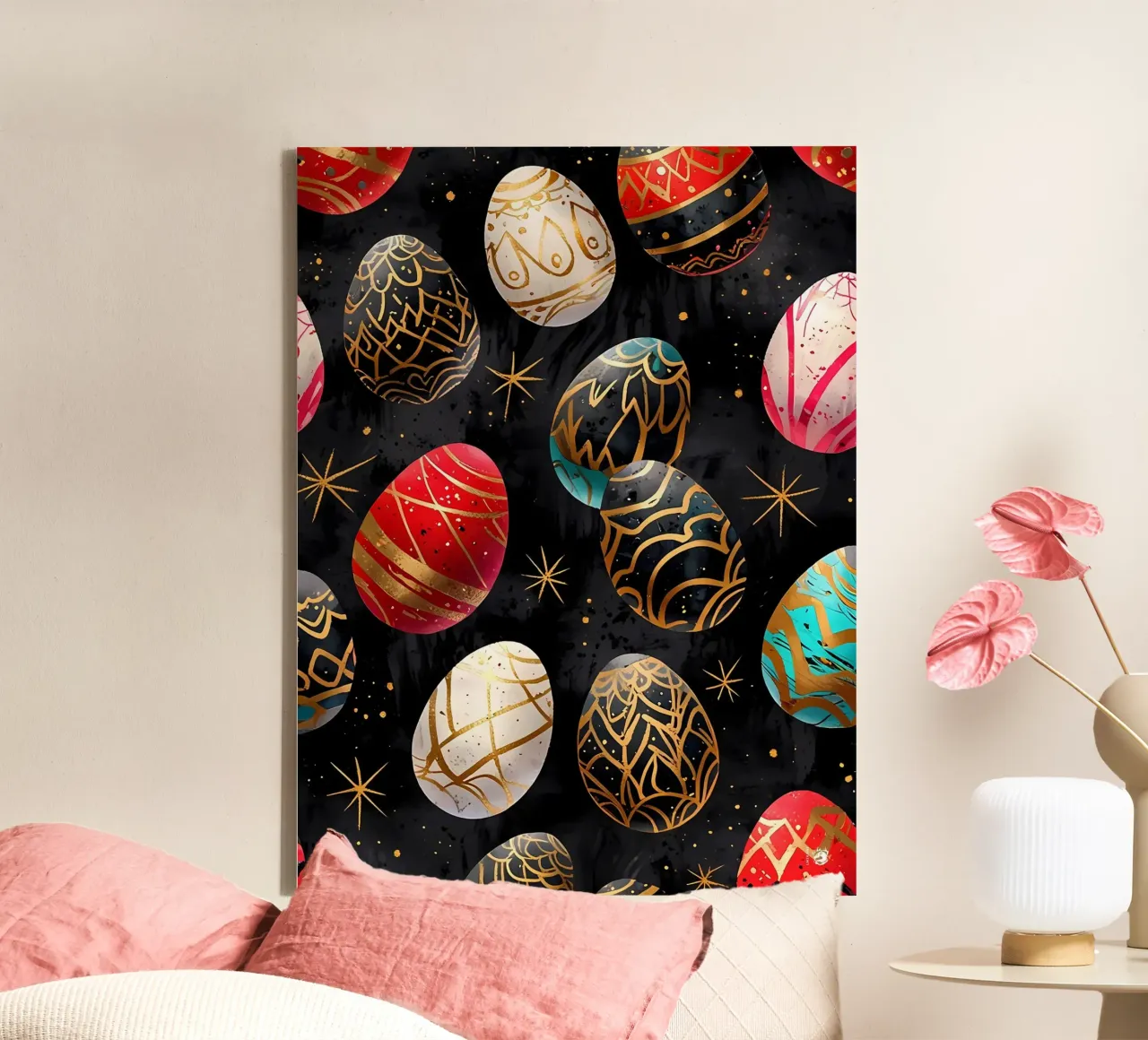 Uovo di Pasqua dorato e colorato tela con Cornice a cassetta da LM2KONE