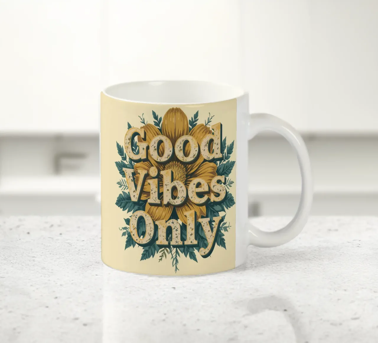 Good Vibes Only ceramic mug by Mohs