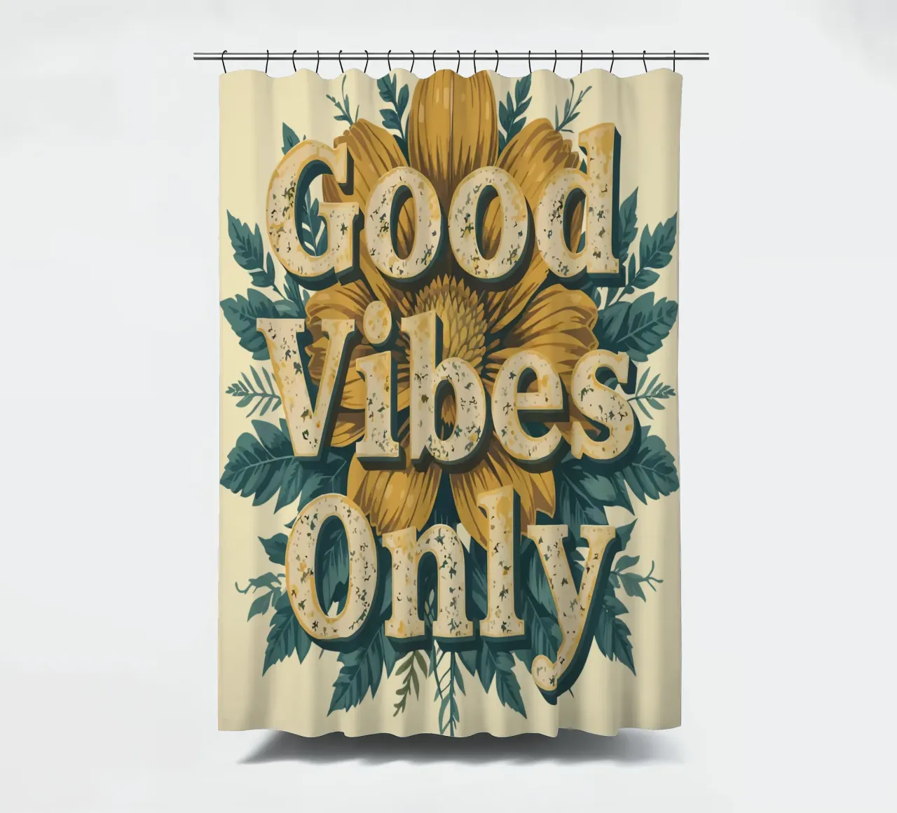 Good Vibes Only shower curtain by Mohs