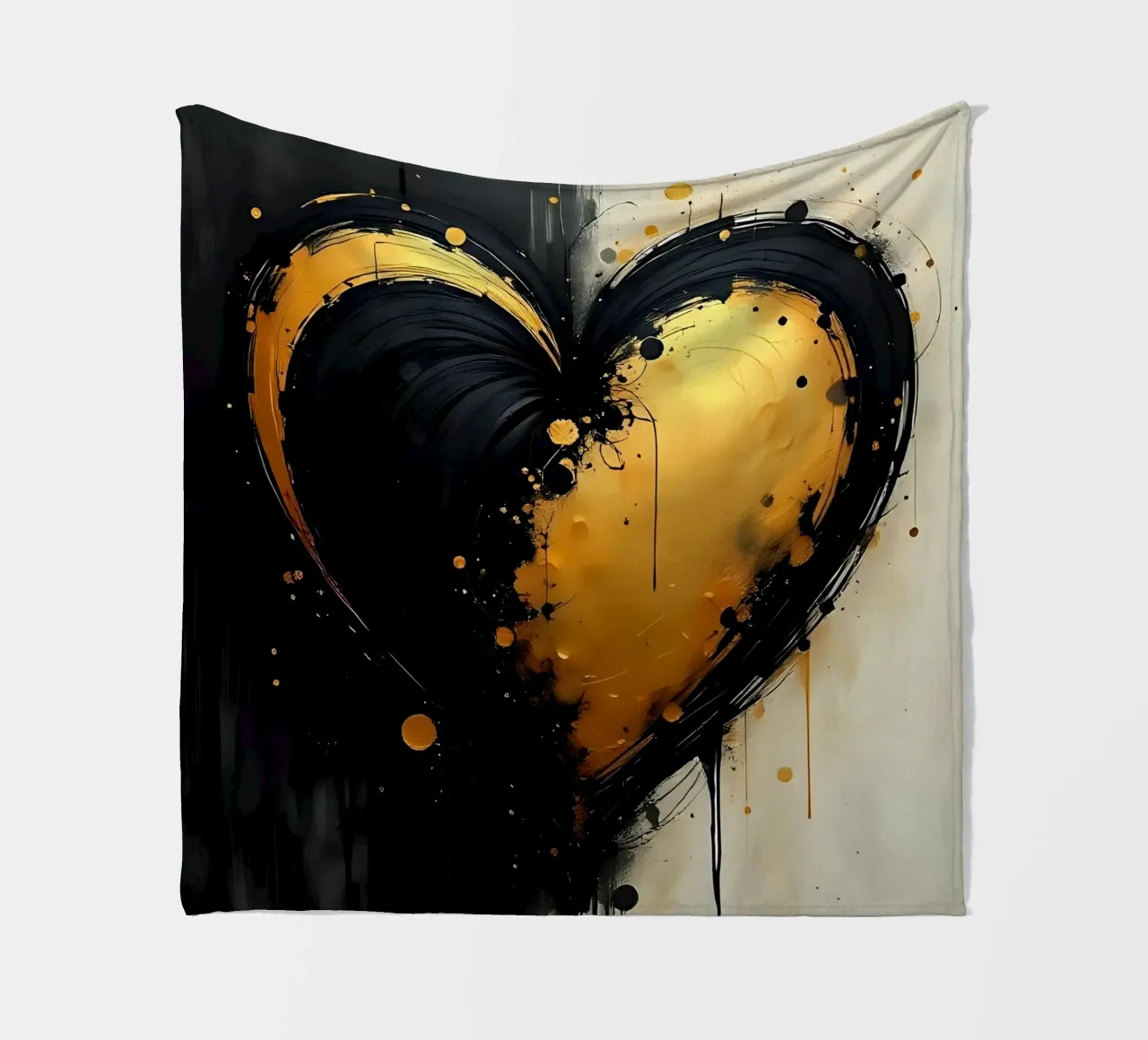 cuore_nero_oro_5 coperta in pile da Pink- und LoveArt by LK