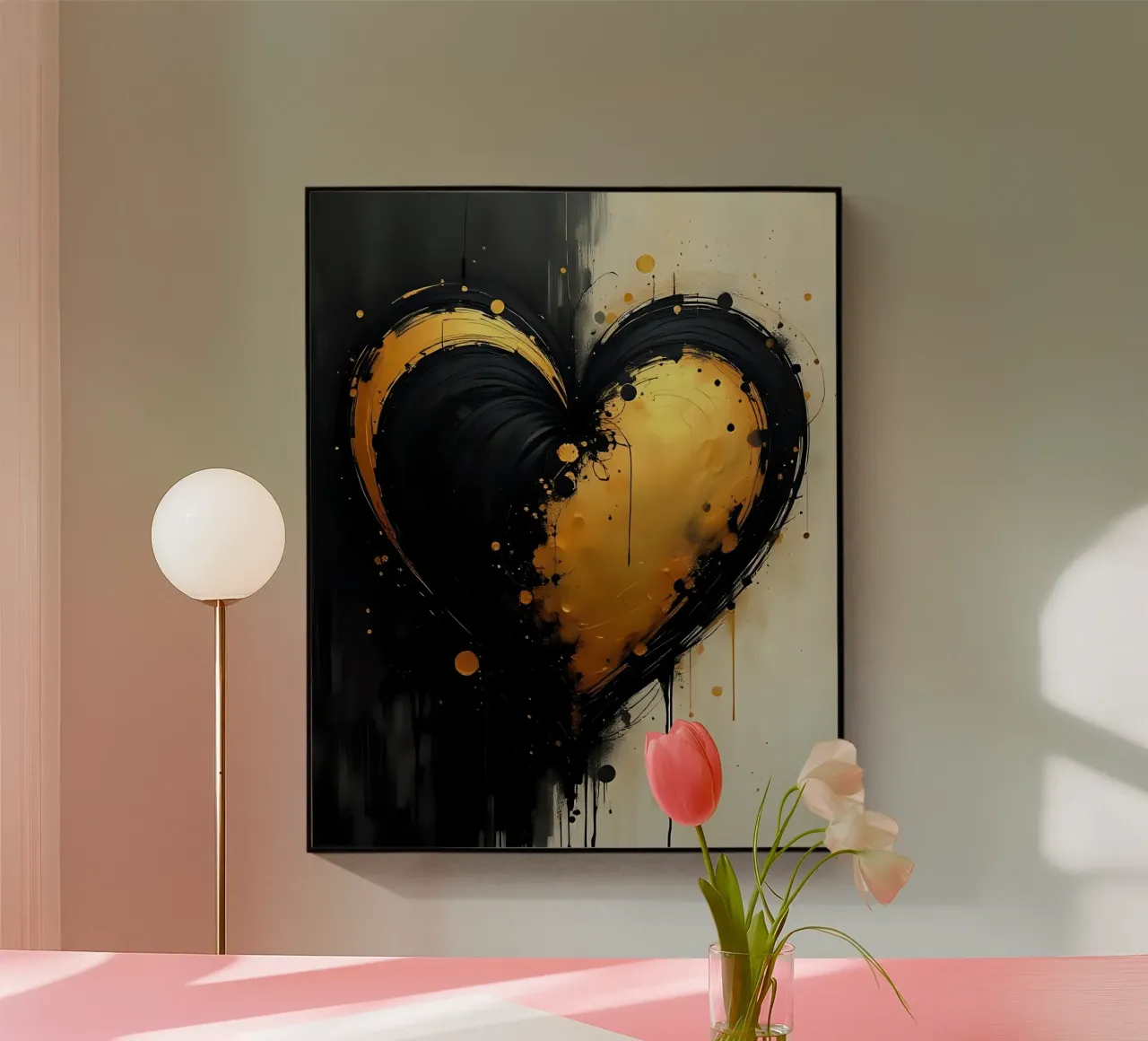 cuore_nero_oro_5 plexiglass da Pink- und LoveArt by LK