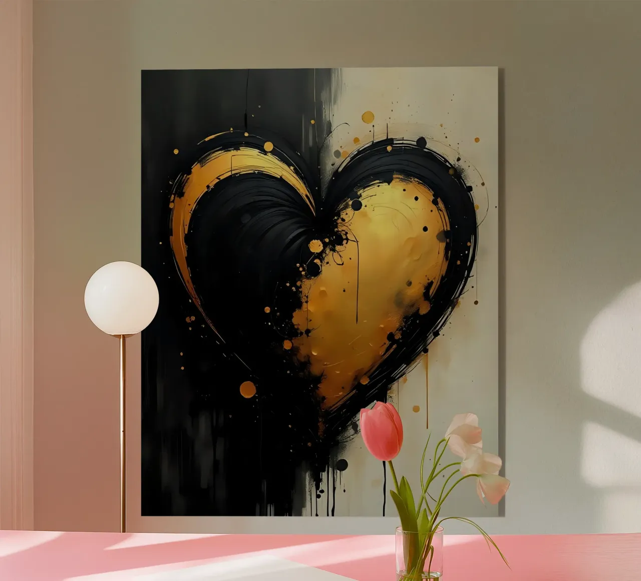 heart_black_gold_5 plexiglass da Pink- und LoveArt by LK