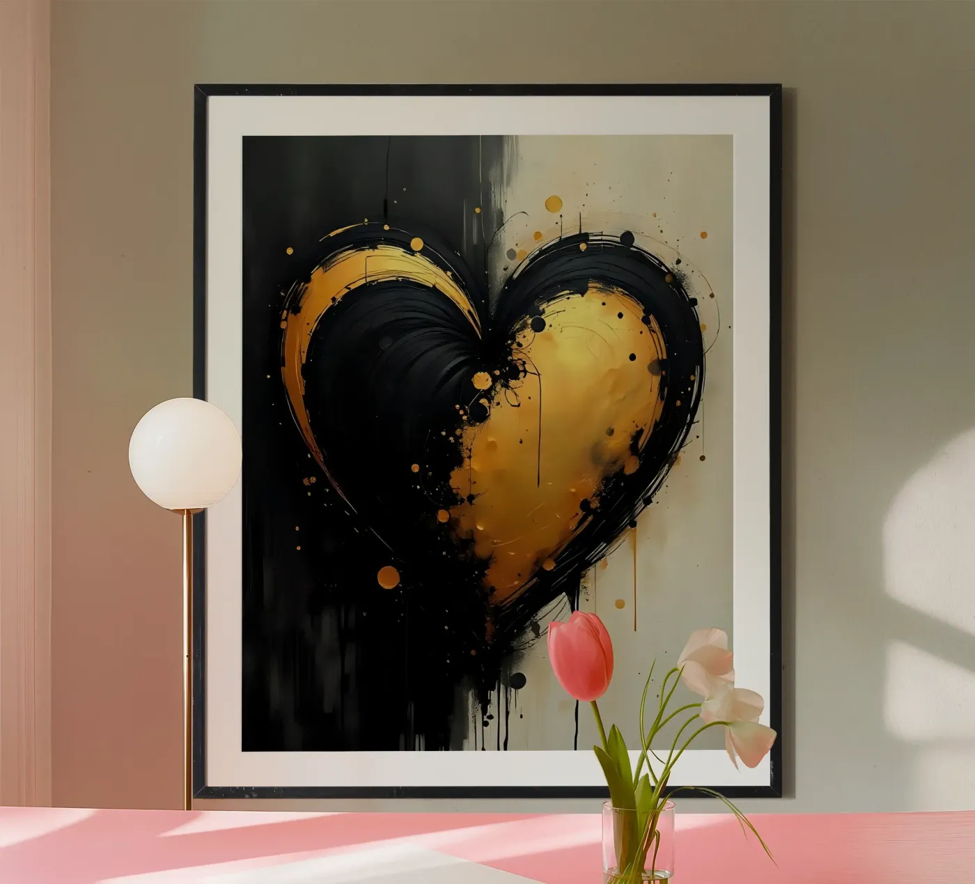 cuore_nero_oro_5 poster da Pink- und LoveArt by LK