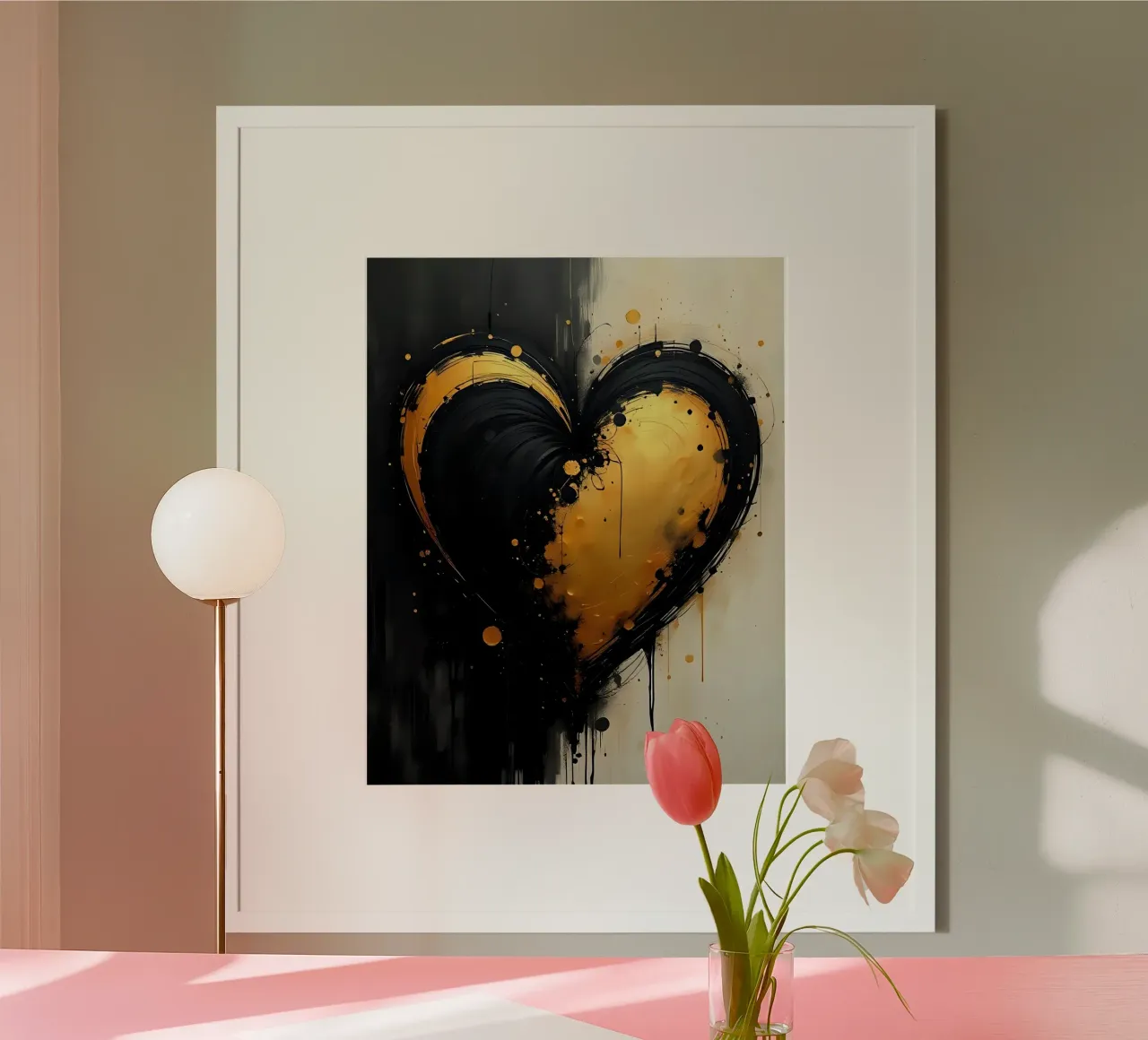 cuore_nero_oro_5 poster da Pink- und LoveArt by LK