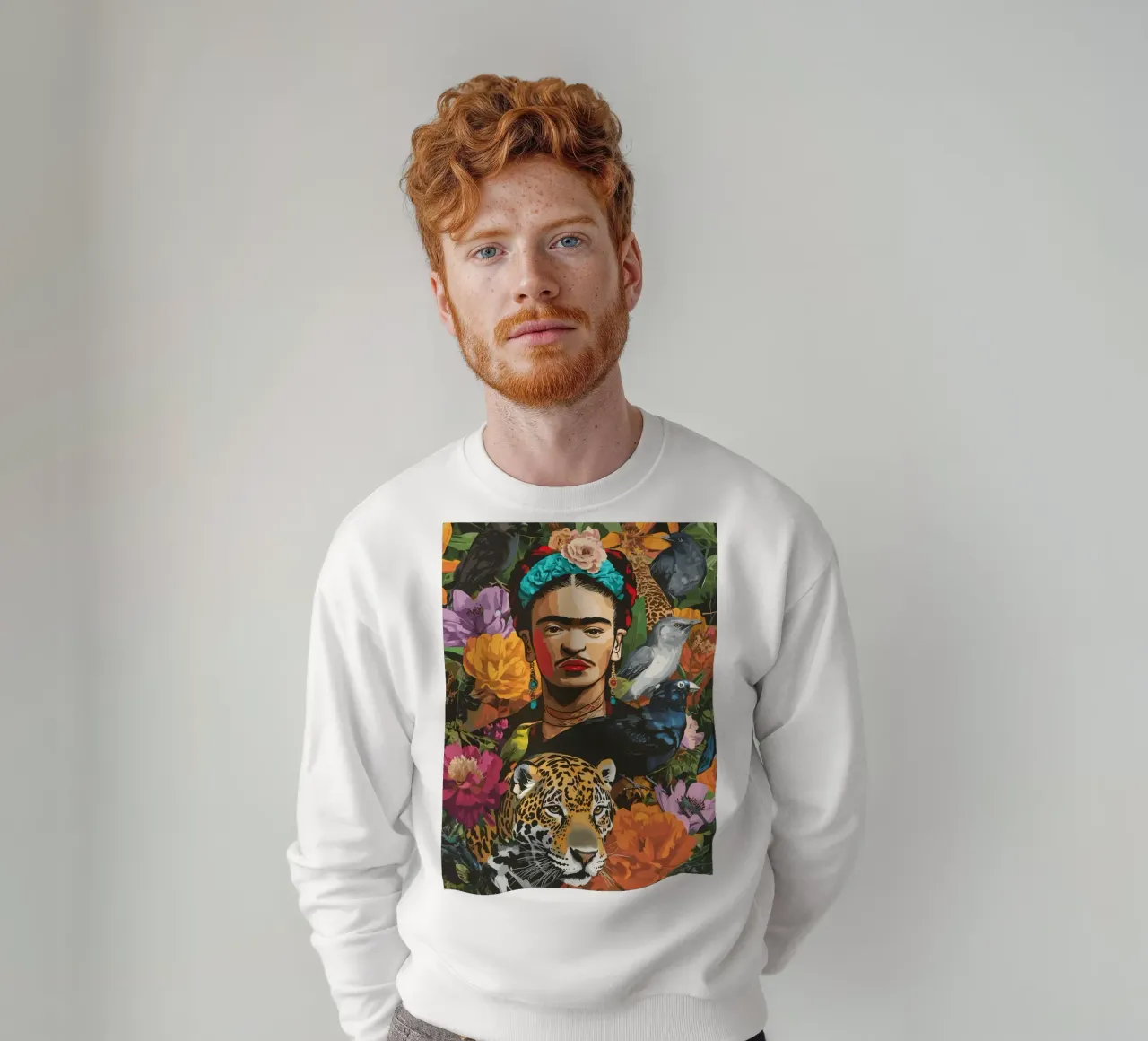 Frida with flowers and animals felpa da edsonramosart