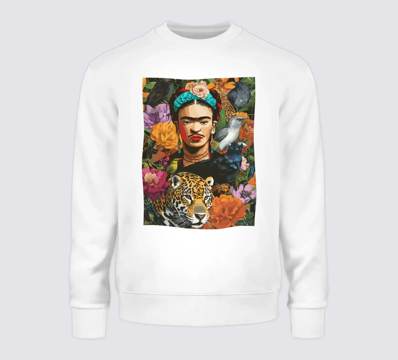 Frida with flowers and animals felpa da edsonramosart
