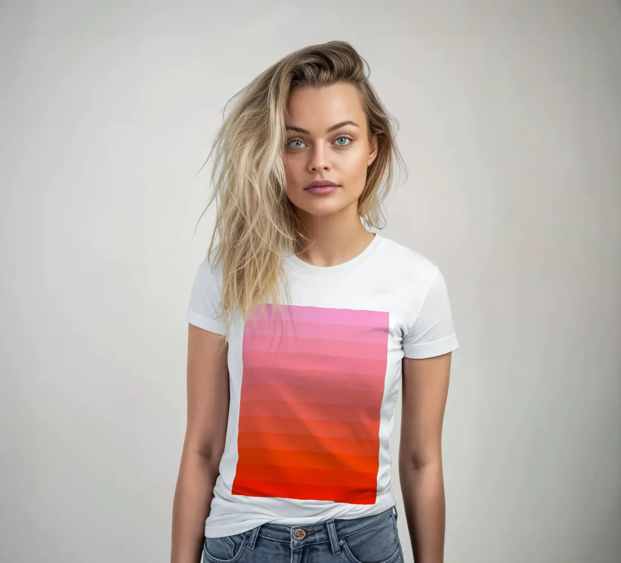 Retro gradiente rosso rosa t-shirt da donna da Katja Stehle Design