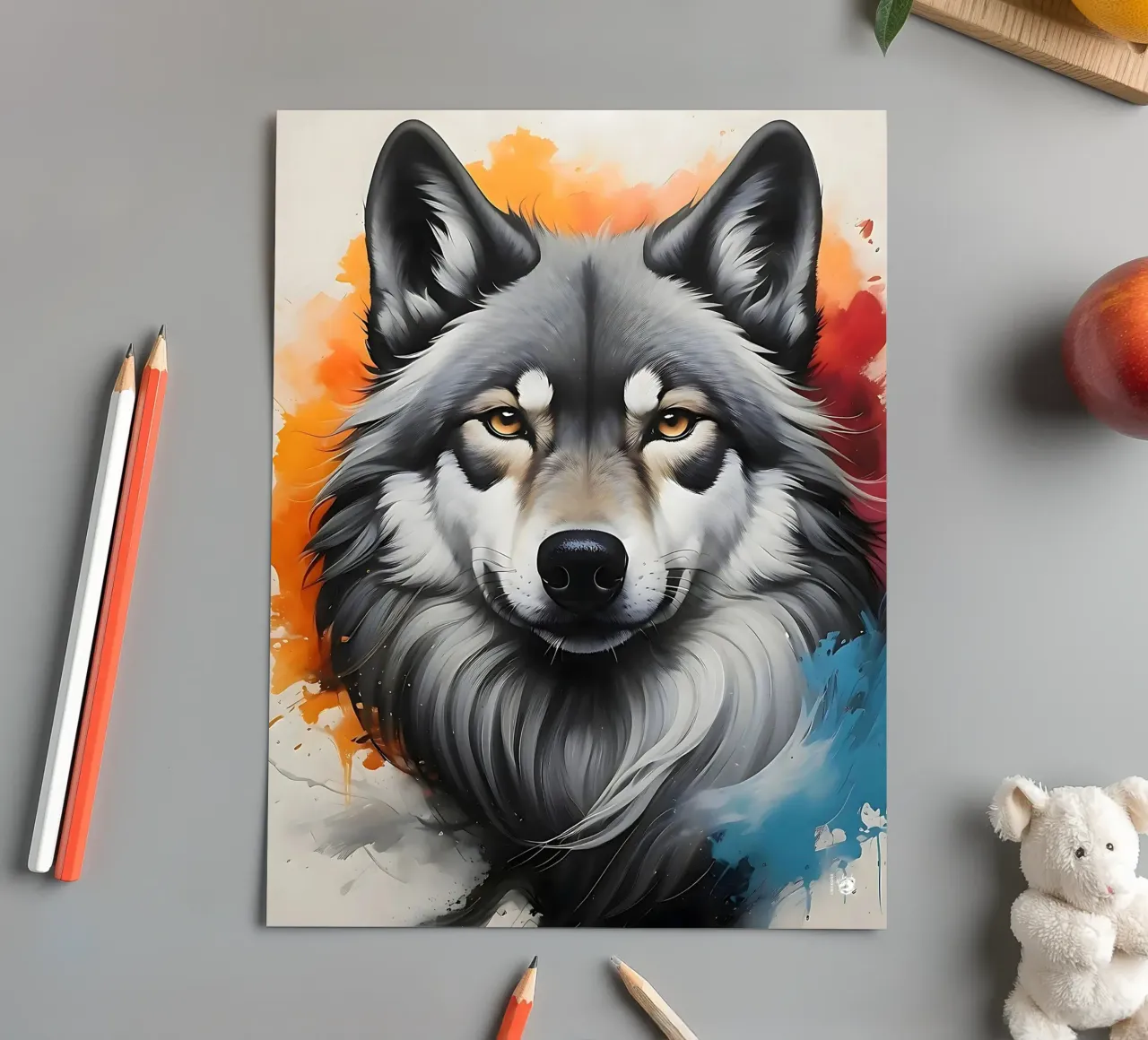 Watercolor Paint Wolf sticker sheet by LM2KONE