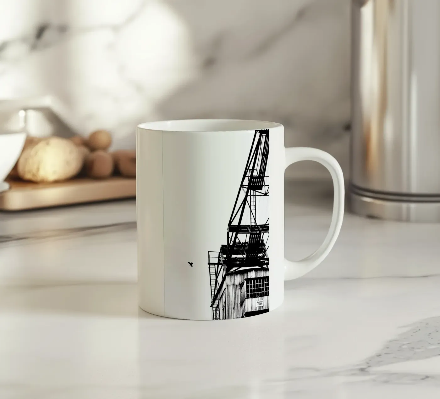 Epic Crane ceramic mug by Babett Schultze