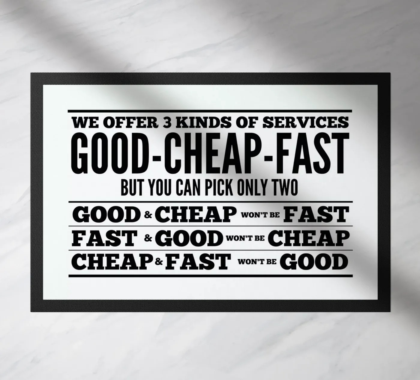 Good Cheap Fast deurmat van Mr Cup