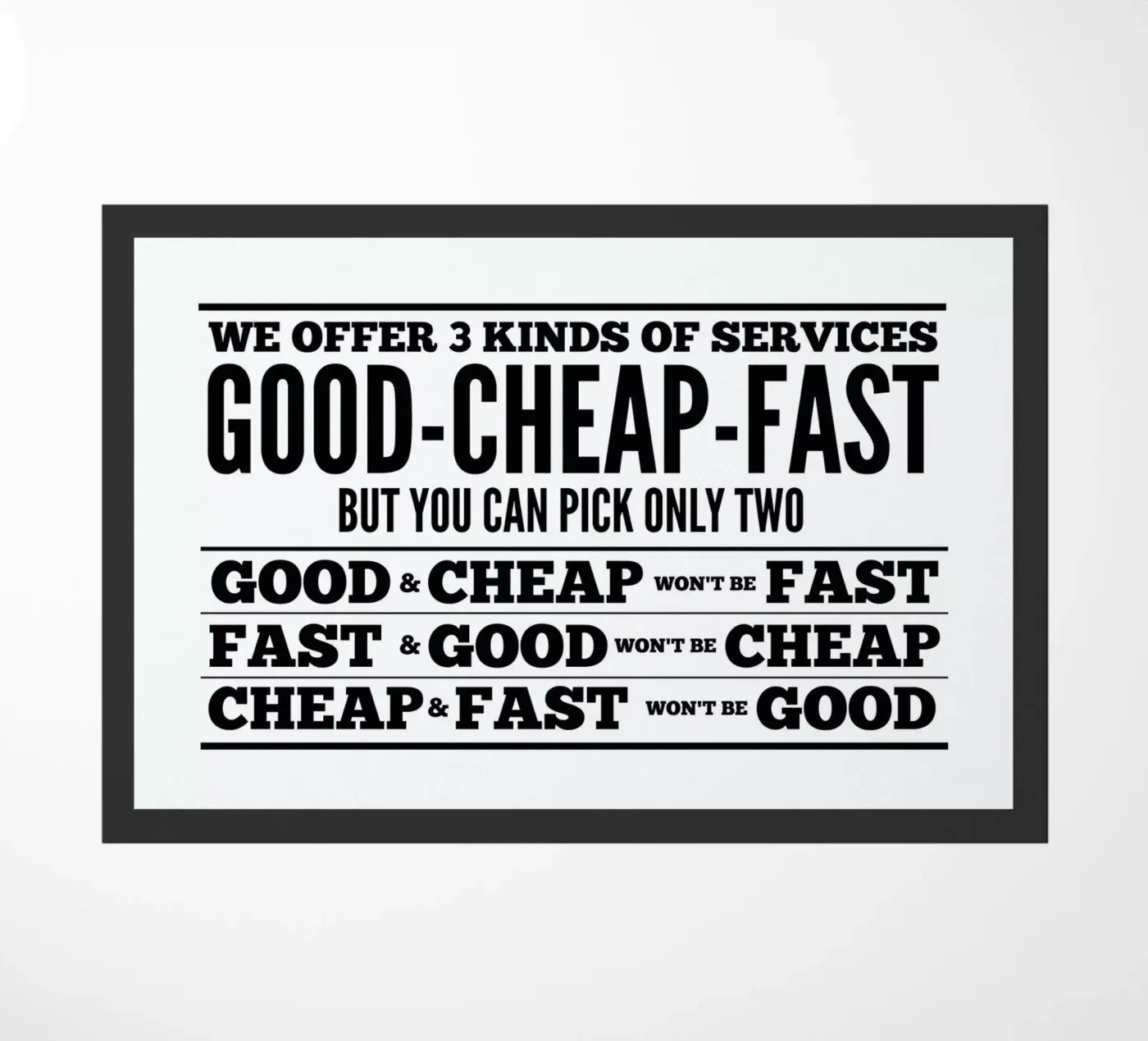 Good Cheap Fast deurmat van Mr Cup