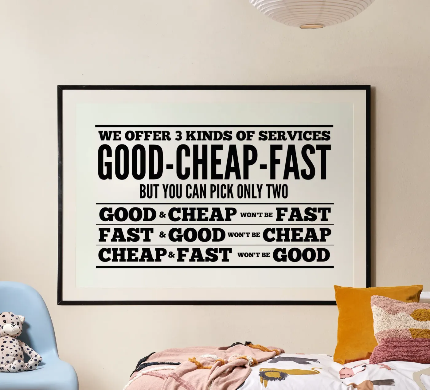 Good Cheap Fast poster by Mr Cup