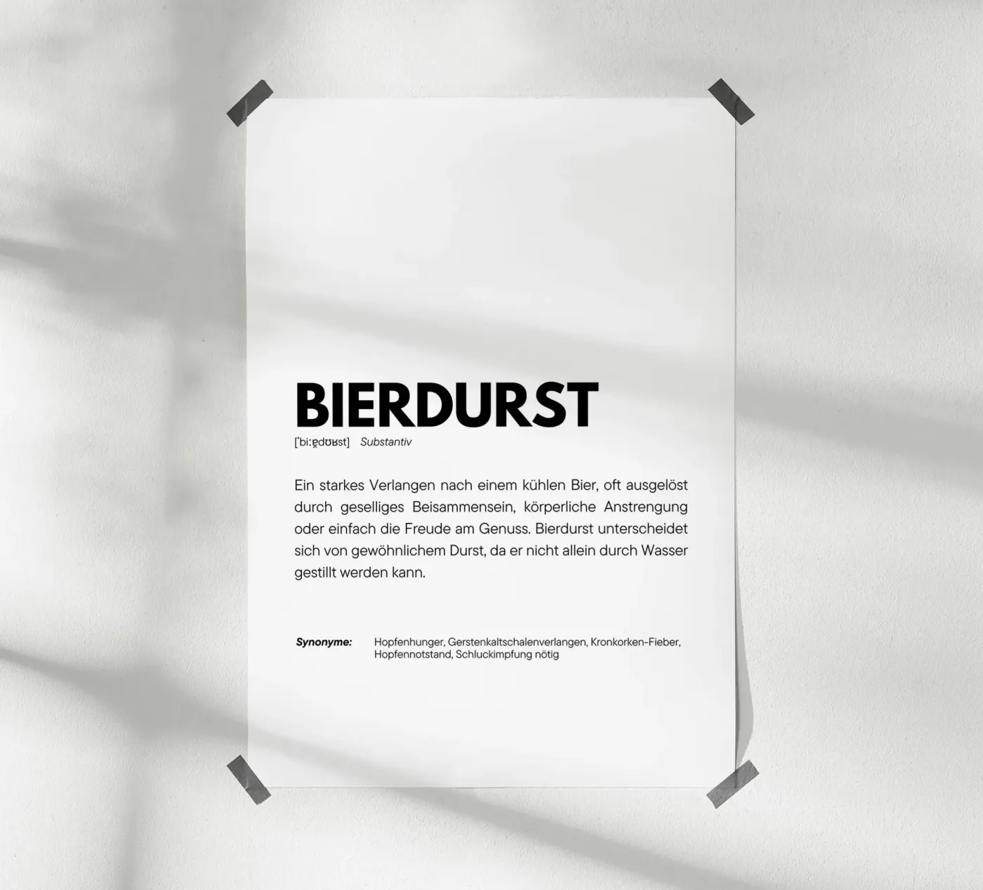 Definition Bierdurst Poster von DigiWunderwerk