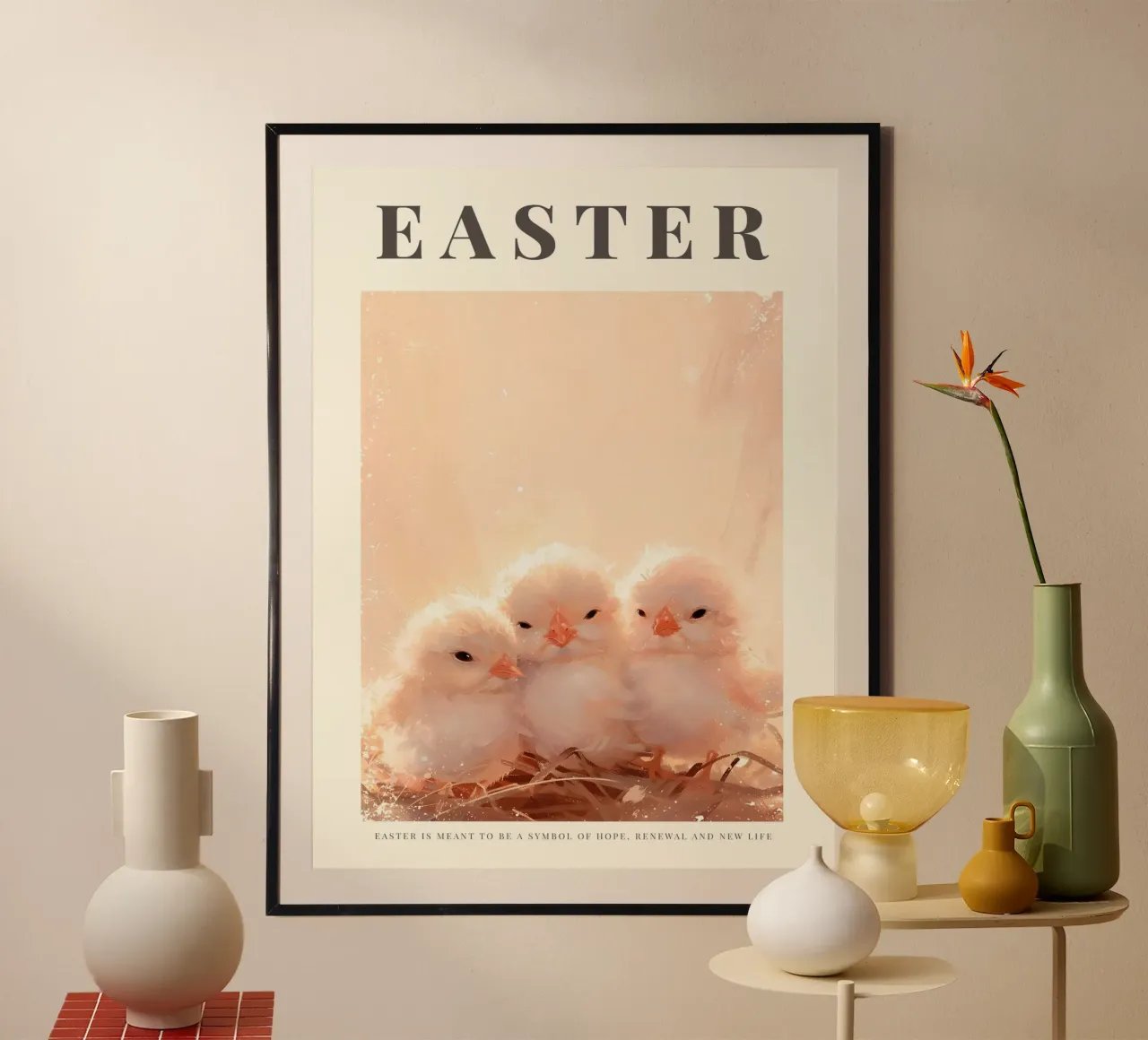 Happy Easter No 29 poster con telaio in alluminio da treechild
