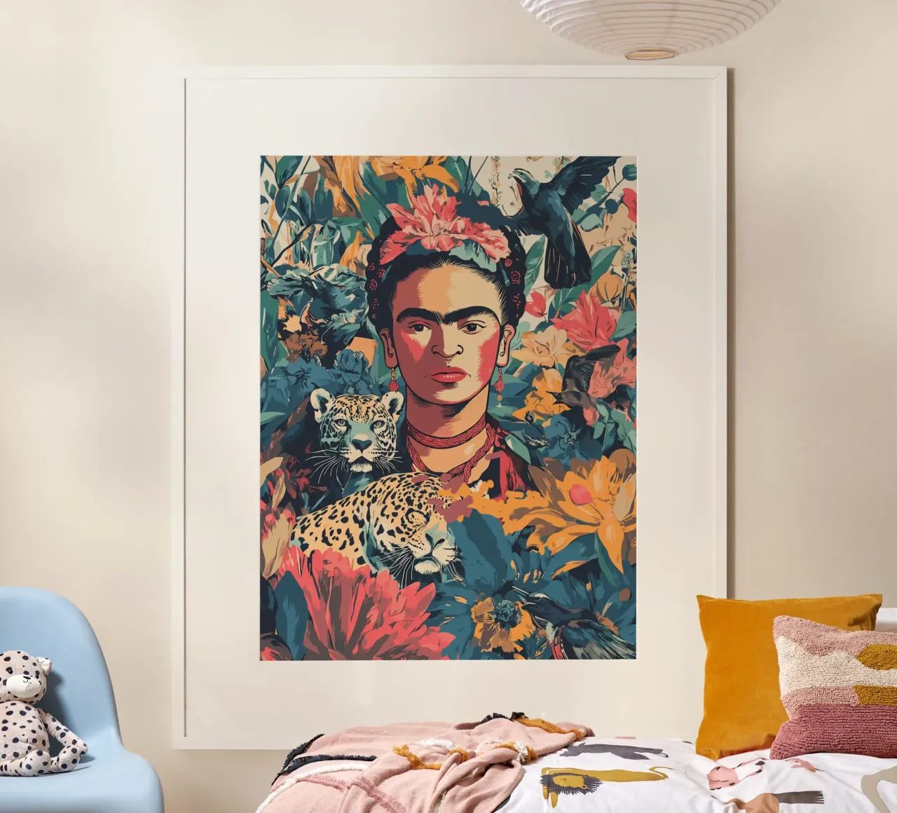 Frida flower-adorned poster con telaio in legno da LisaArtes