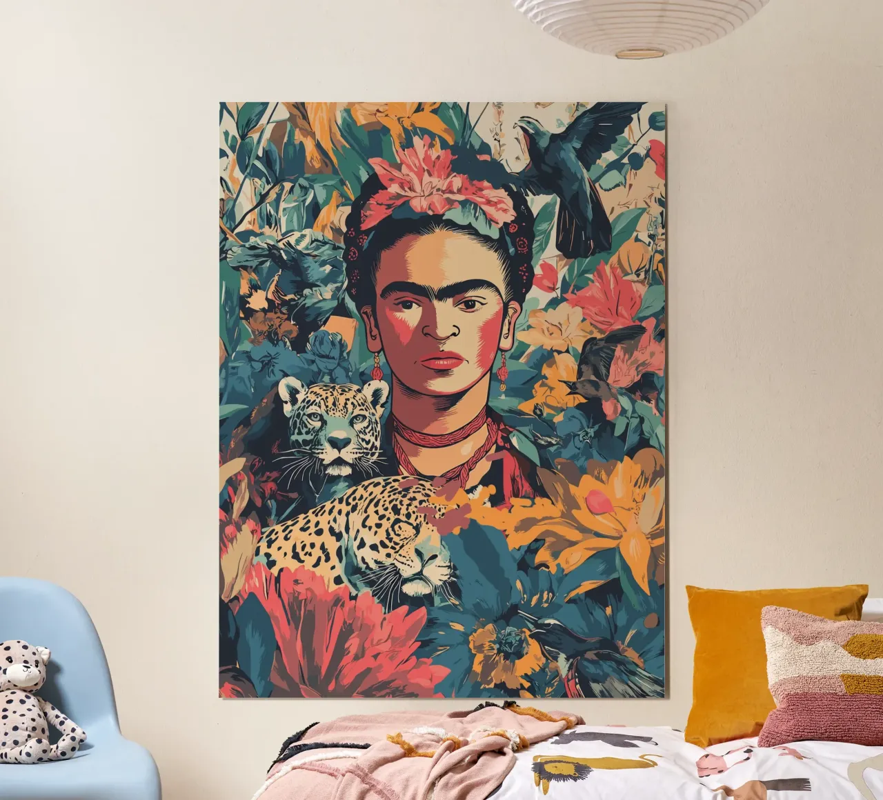 Frida flower-adorned poster con telaio in legno da LisaArtes