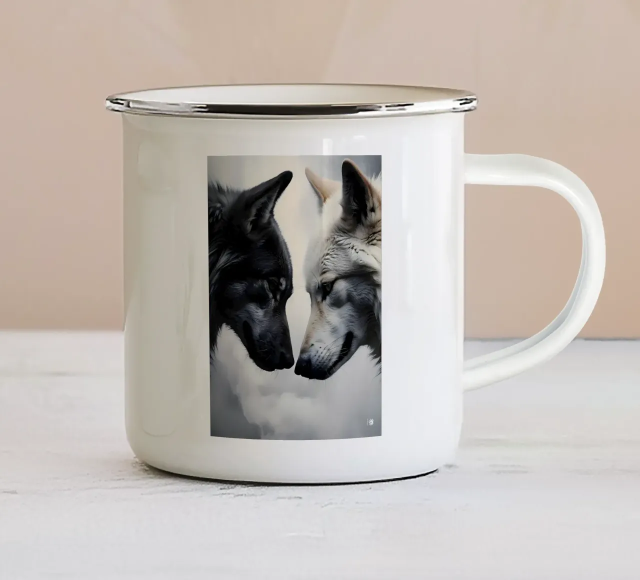 Lupo Ying Yang tazza in smalto da LM2KONE